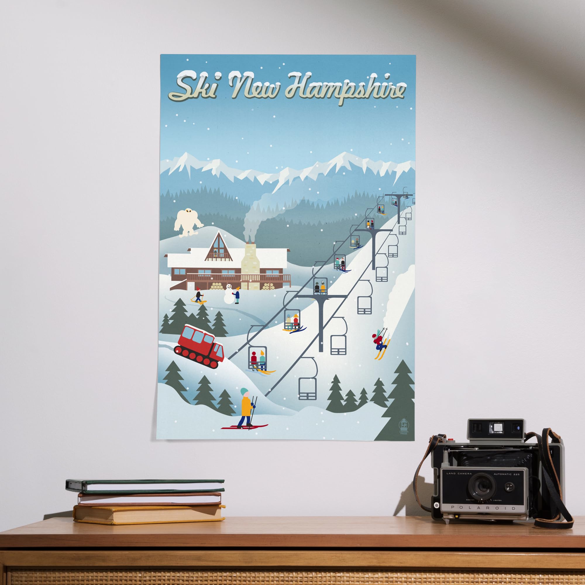 Lantern Press 16x24 Inch Giclee Print - New Hampshire Retro Ski Resort Wall Art - Perfect for Home Decor, Office & Cabin Wall Decor
