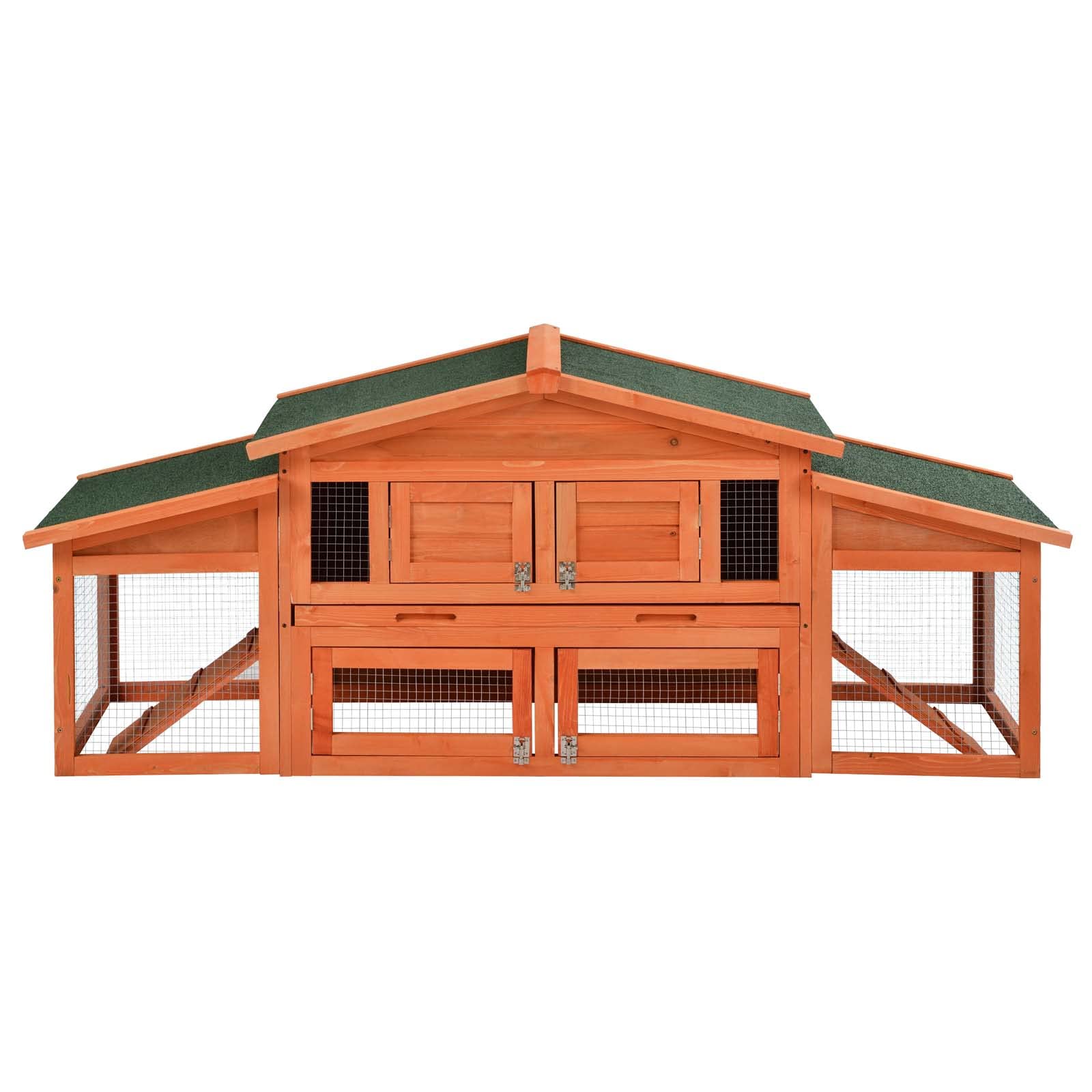 Large 70-Inch Wooden Chicken Coop with Ventilation Door - Outdoor Rabbit Hutch & Hen Cage with Removable Tray & Ramp - Durable Backyard Pet House for Garden, Farm, or Homestead Use