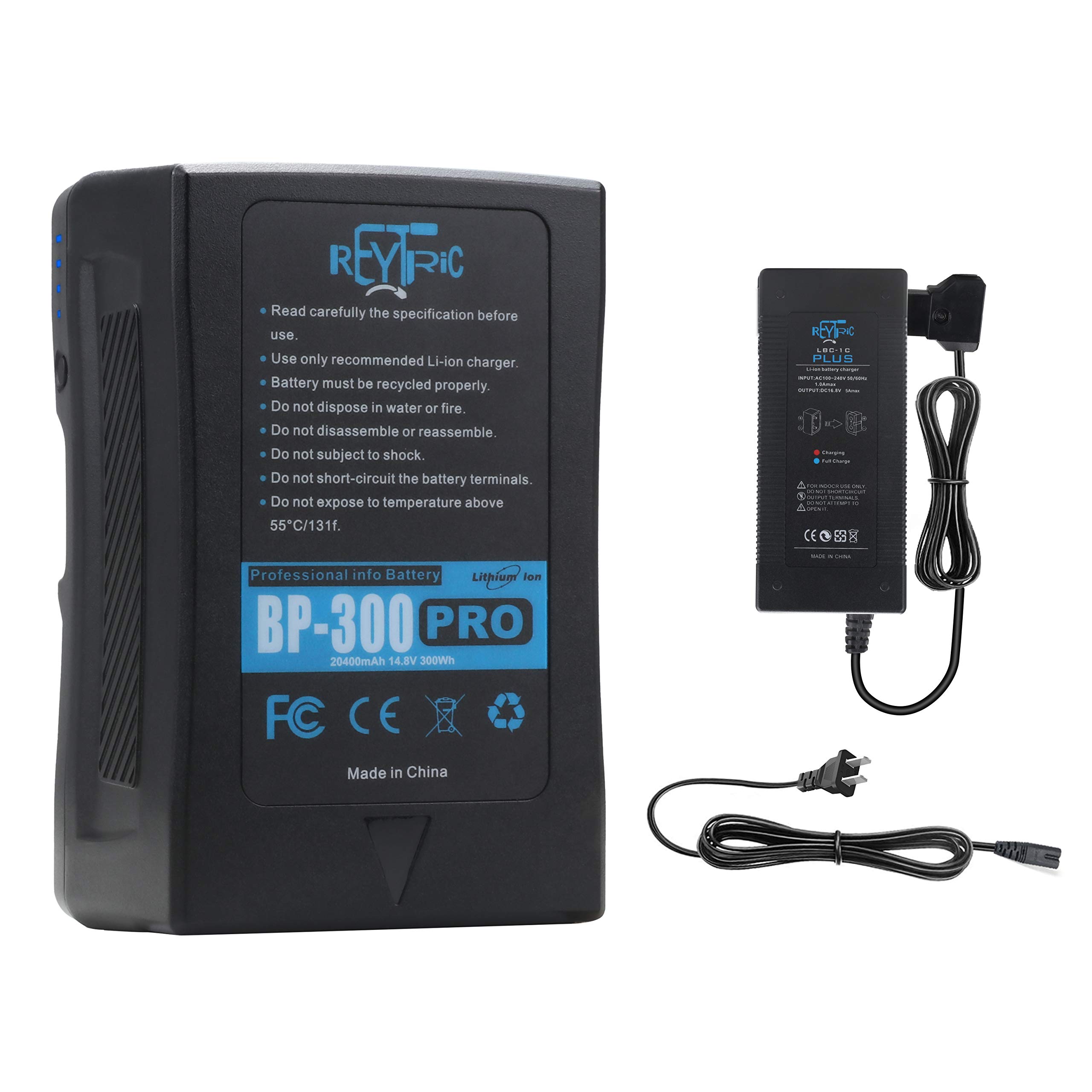 REYTRIC 300Wh (20400mAh) V-Mount/V-Lock Battery with 5A Fast Charging | D-Tap Output & Cable | Compatible with DSLR Cameras, LED Lights, Video Equipment | Professional Photography & Filmmaking Power Solution