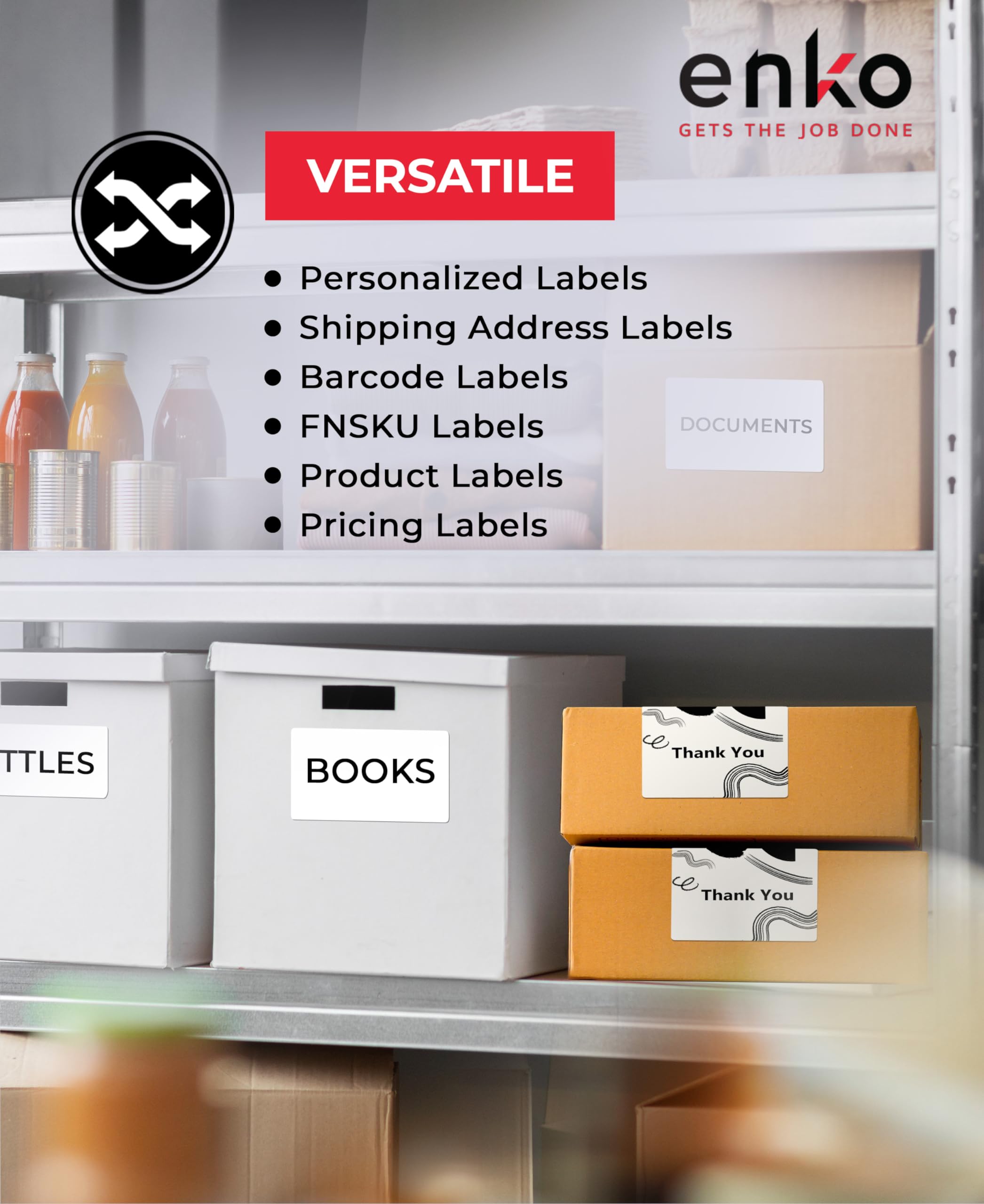 enKo 6 Rolls (1320 Labels) Address & Shipping Labels 2-1/8 x 4 Inch - Compatible with Dymo LabelWriter 30323 - Perfect for Ecommerce, Small Business & Home Office Shipping