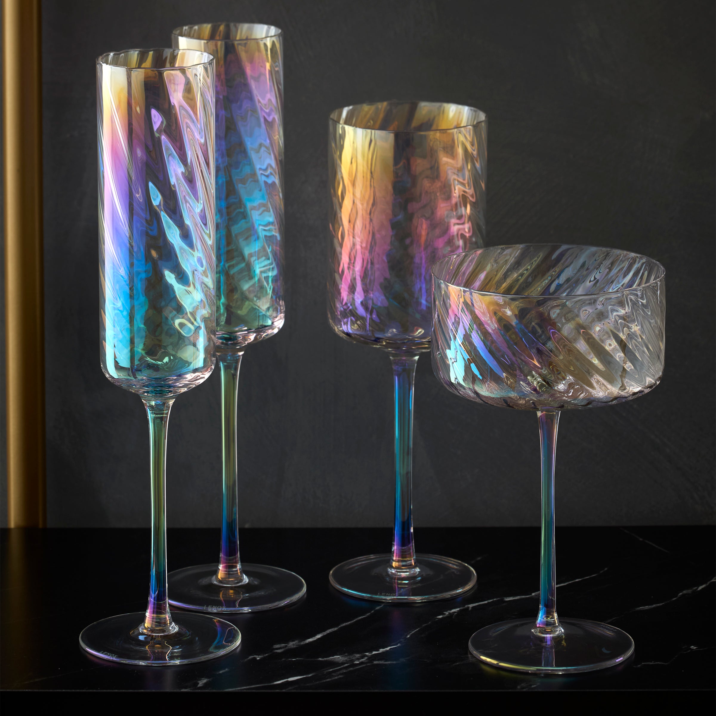 Elegant Tuscany Classics Iridescent Coupe Glasses Set of 4 - Perfect for Champagne, Cocktails & Wine Tasting Parties