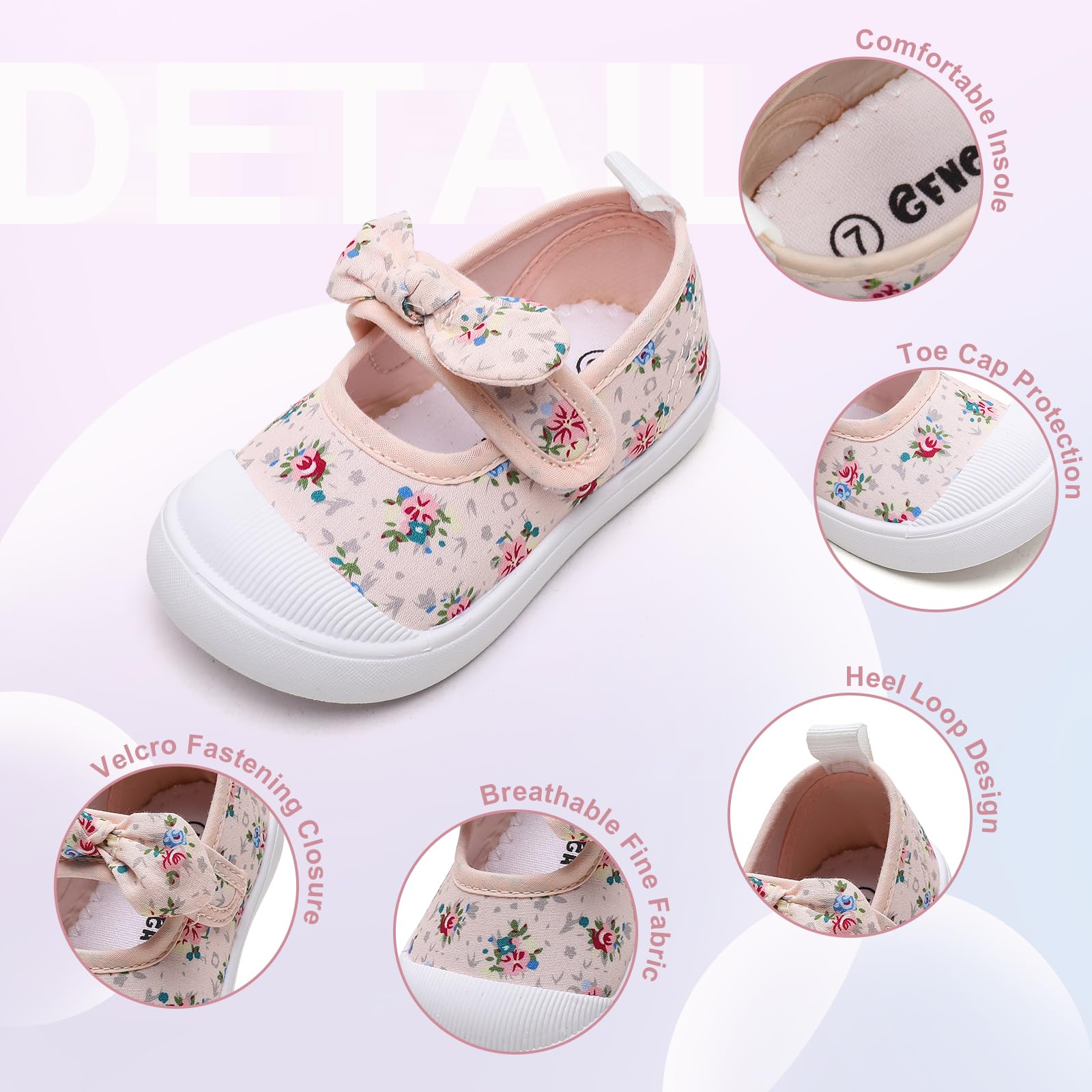 Toddler Girl's Canvas Sneakers with Bowknot - Mary Jane Flat Shoes for Kids | School Uniform & Dress Shoes | Perfect for Preschool, Playtime & Special Occasions