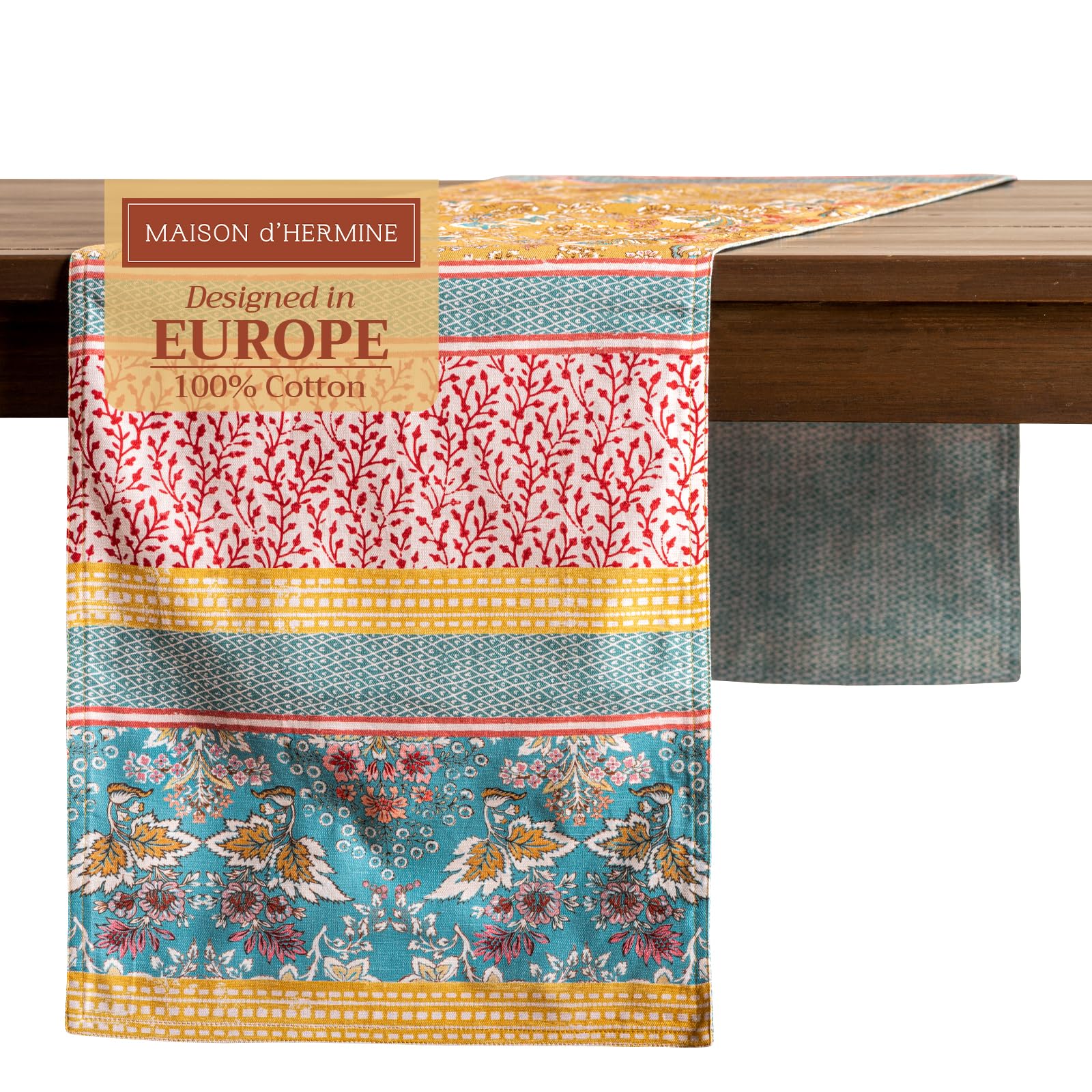 Maison d'Hermine 100% Cotton Double Layer Easter Table Runner - 108 Inch Long Marquise Design (14.5