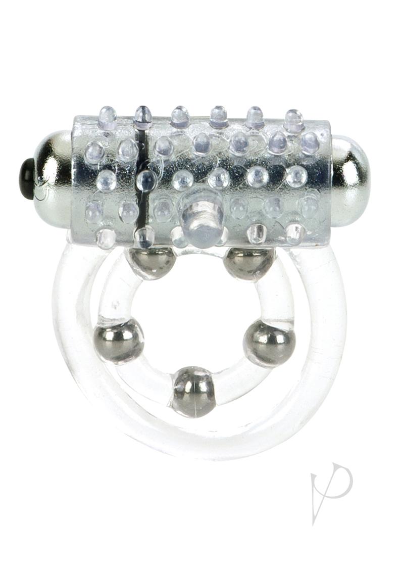 5 Bead Maximus Ring - Vibrating Cock Ring for Enhanced Pleasure, Clear Silicone Design - Perfect for Couples & Solo Play