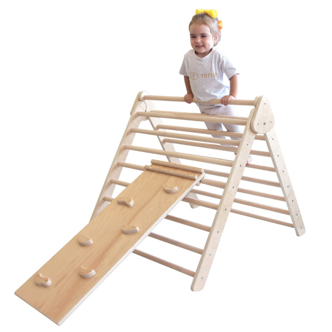 Tottlr US Handmade Wooden Montessori Climbing Triangle - Large Adventurer Climber for Toddlers | Indoor & Outdoor Play Gym, Kids Climbing Toy for Home, Backyard, Playroom & Montessori Classroom