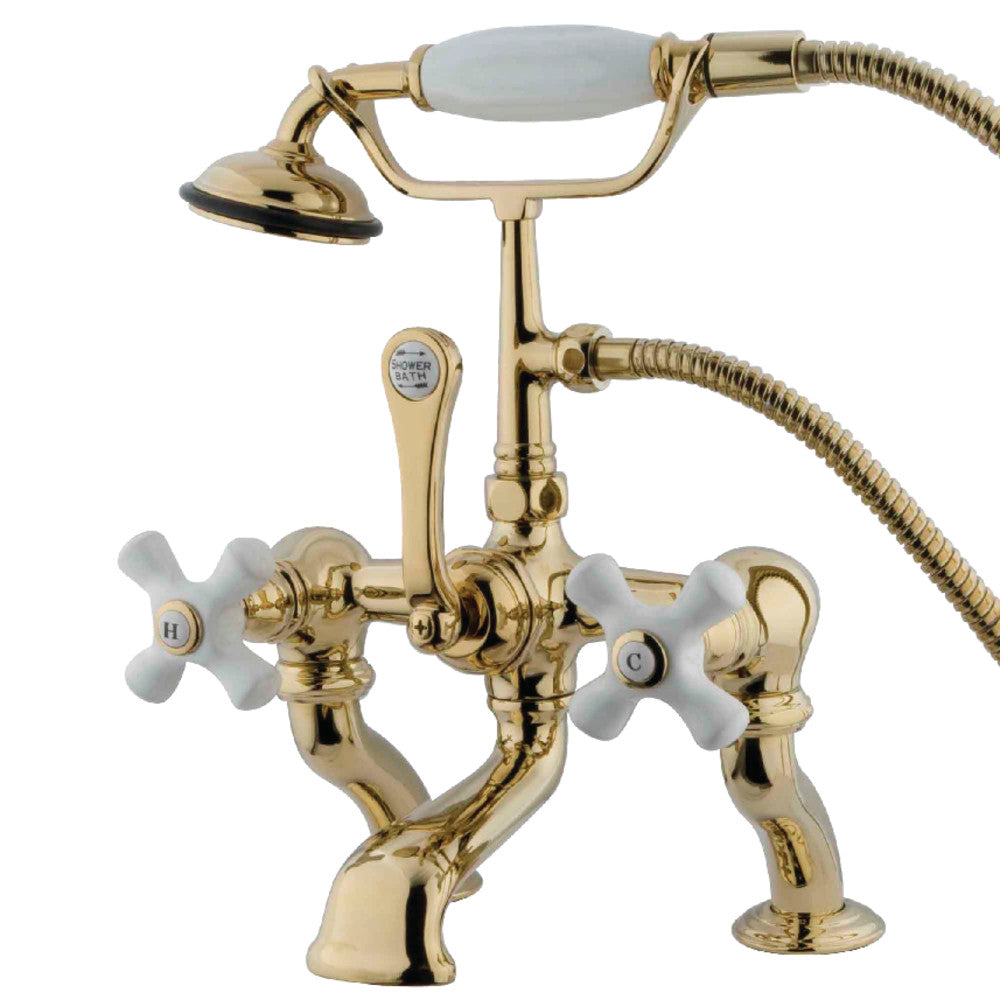 Kingston Brass CC417T2 Vintage 7-Inch Deck Mount Bathtub Faucet with Hand Shower - Perfect for Classic Bathroom Renovations & Spa-Like Showers