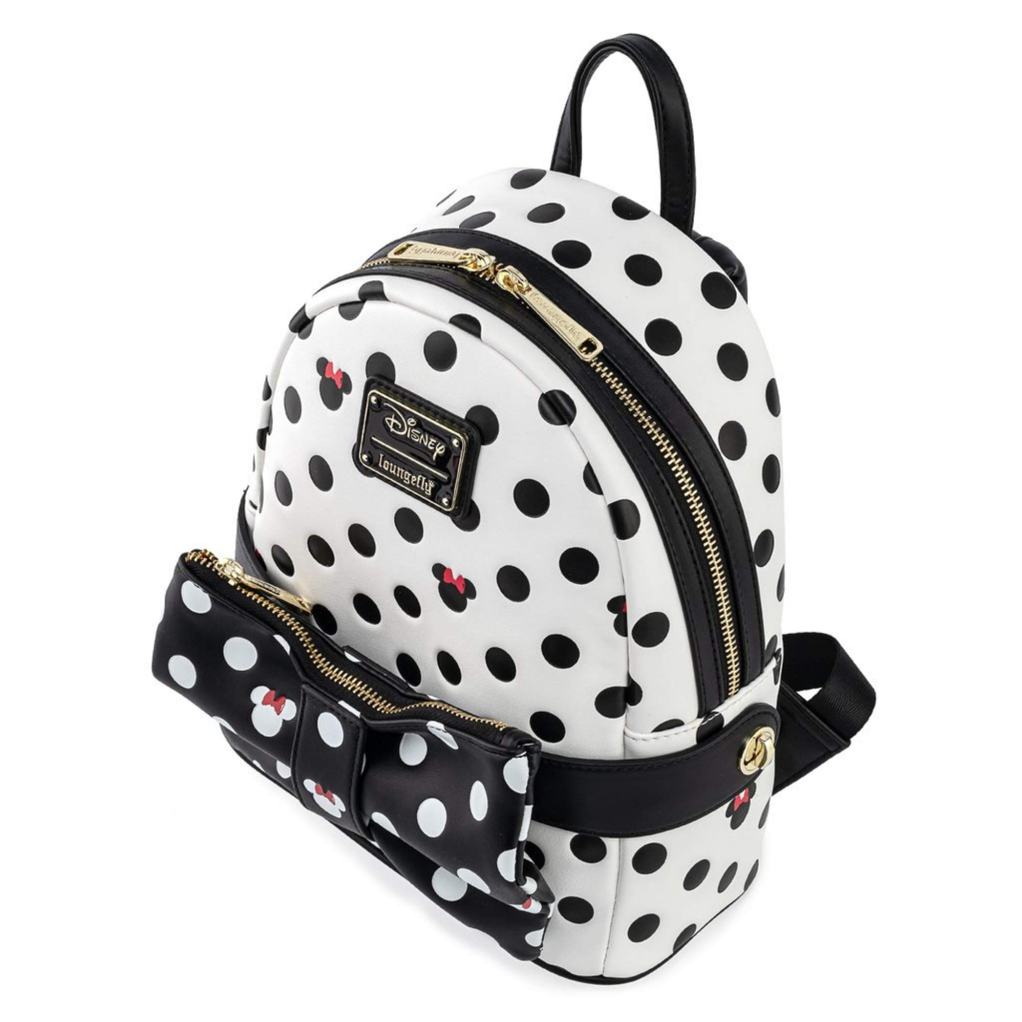 Disney Minnie Mouse Black & White Polka Dot Mini Shoulder Bag with Removable Waist Purse, 8.44