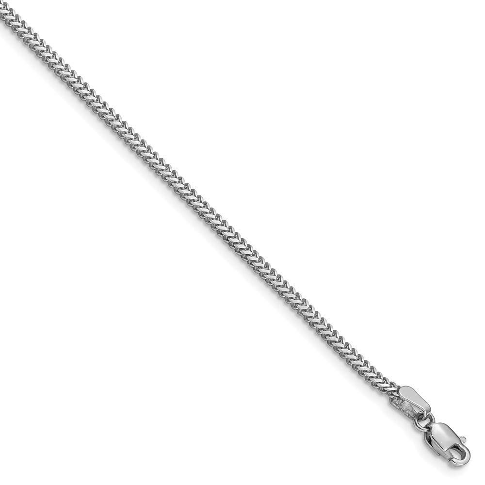 1.4mm 14k White Gold Solid Franco Chain Bracelet by Black Bow Jewelry - Perfect for Everyday Wear & Special Occasions