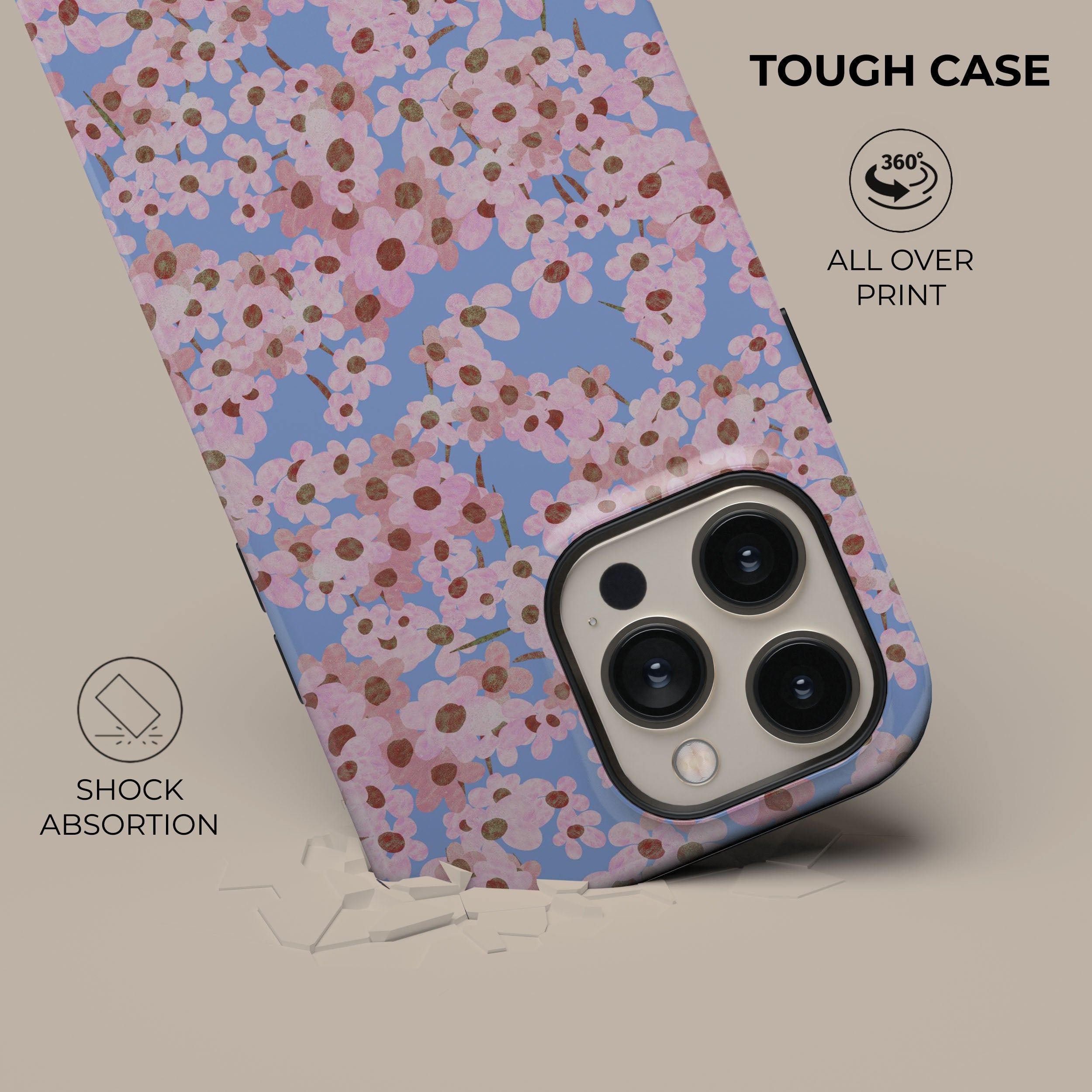 Floral Ditsy Pattern Phone Case for iPhone & Samsung - Cute Summer Design, Slim Protective Cover - Perfect for Beach, Travel & Everyday Use