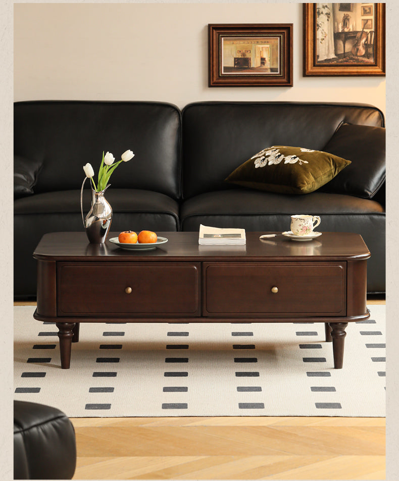 Solid Poplar Wood American Style Rectangular Coffee Table - Modern Living Room Furniture for Home Decor & Relaxation