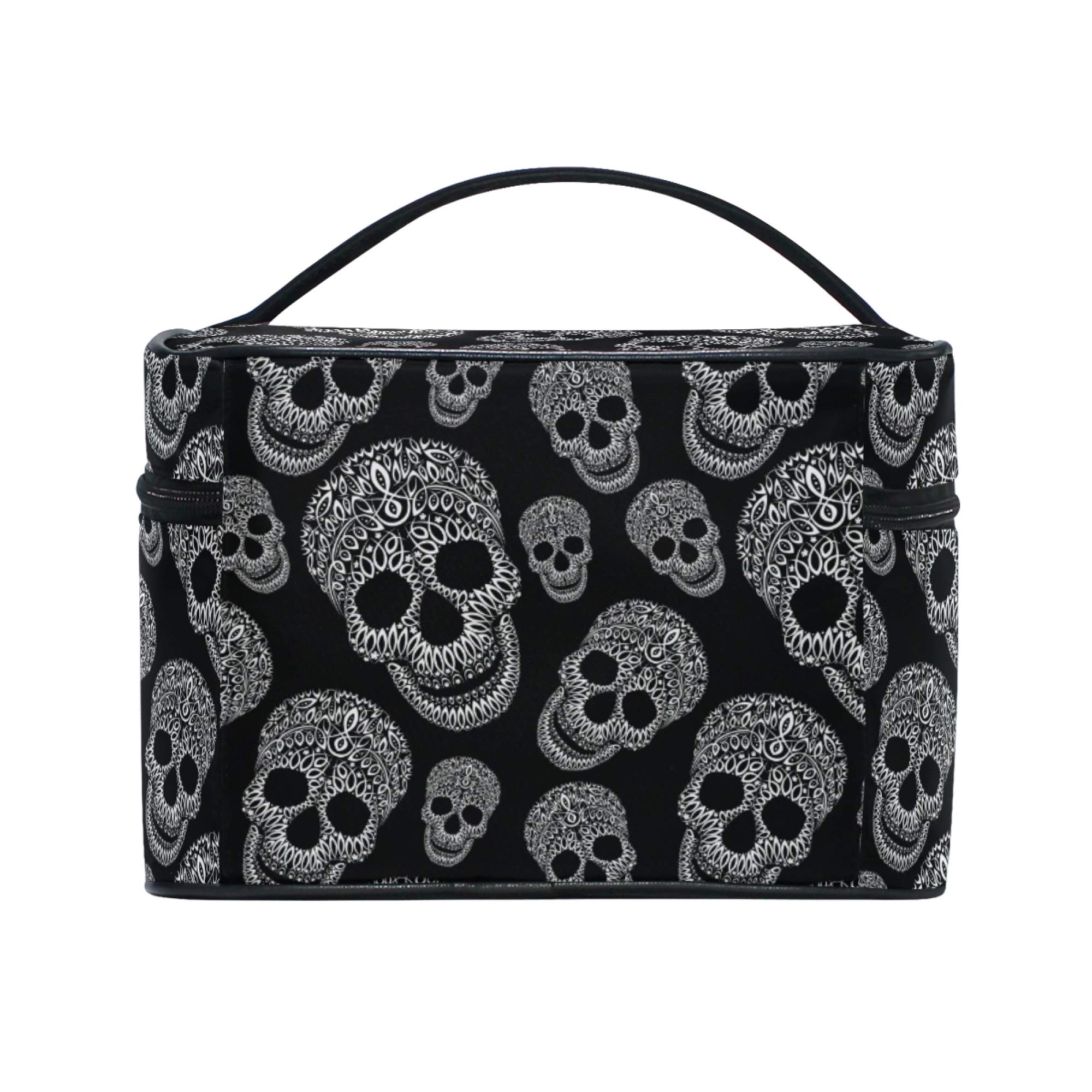 Skull Print Makeup Bag for Women - Waterproof Travel Cosmetic Organizer & Toiletry Pouch - Perfect for Gym, Vacation, and Daily Use