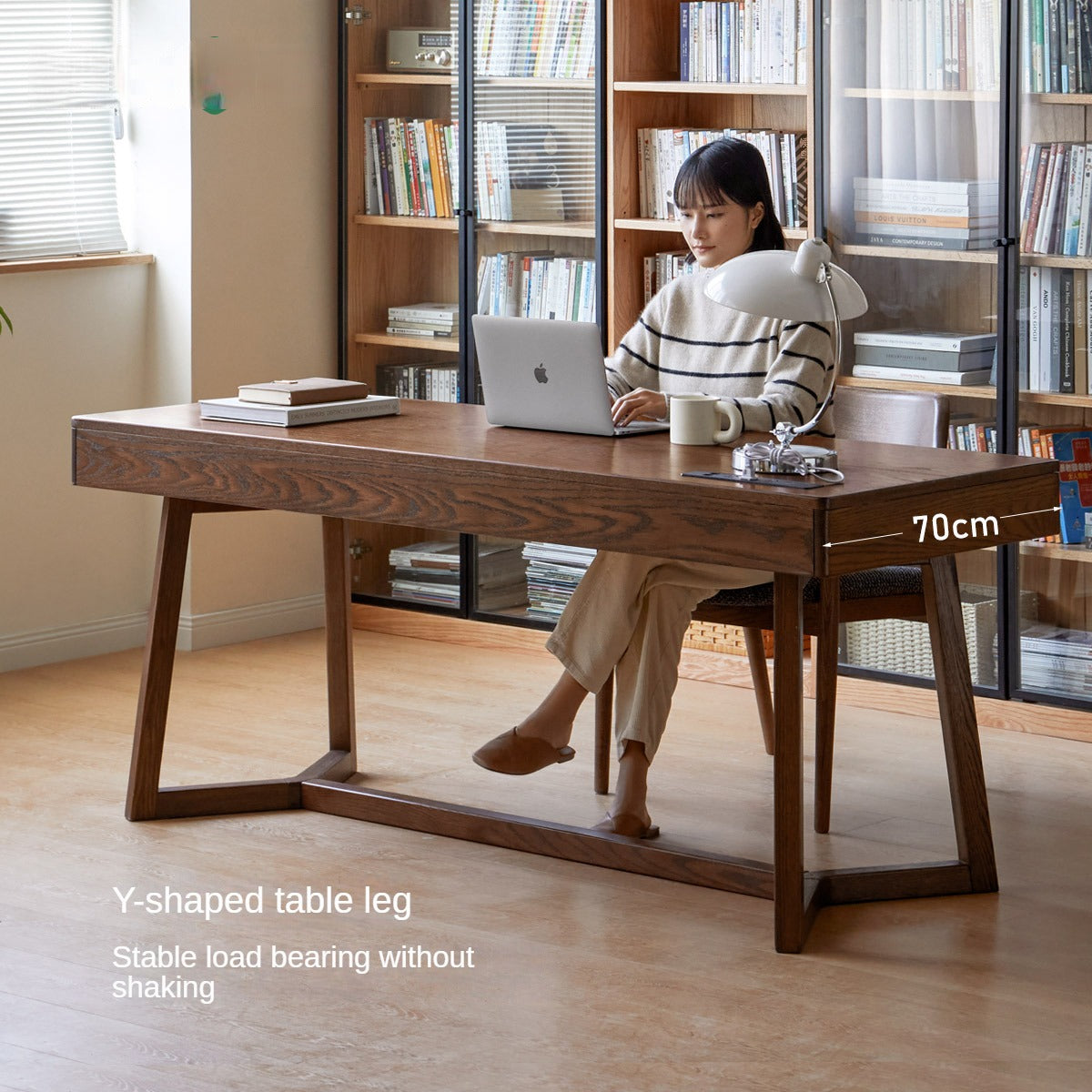 Premium Black Walnut & Oak Solid Wood Italian Modern Office Desk - Executive Home Office Furniture for Professionals & Remote Work