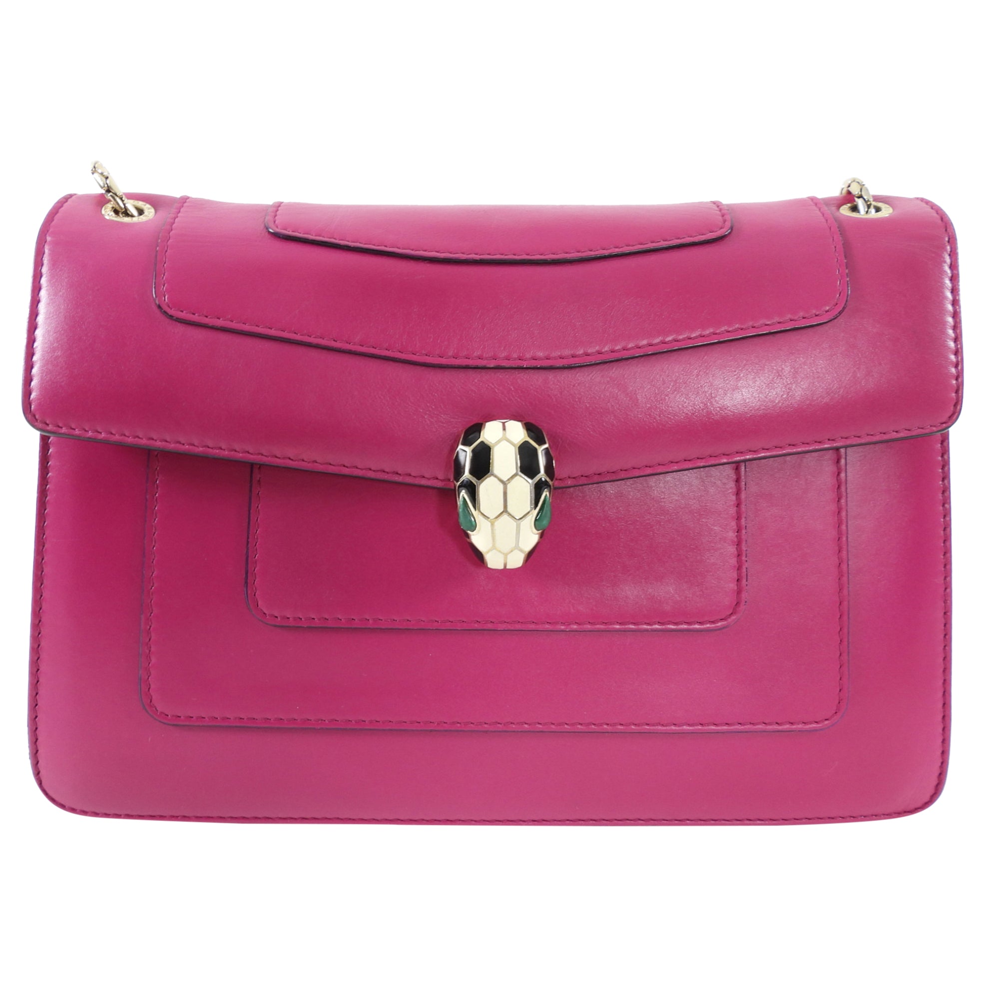 Bvlgari Serpenti Forever Medium Flap Bag in Magenta Fuchsia - Luxury Crossbody Handbag for Women, Perfect for Parties, Date Nights & Special Occasions