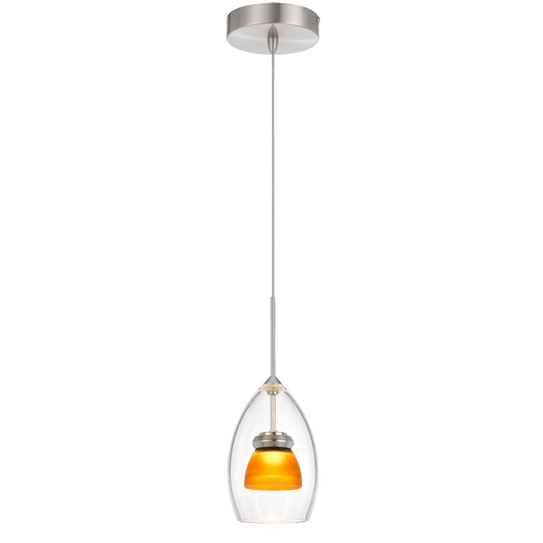 Cal Lighting Integrated Dimmable LED Double Glass Mini Pendant Light - Modern Kitchen Island Lighting & Dining Room Hanging Fixture