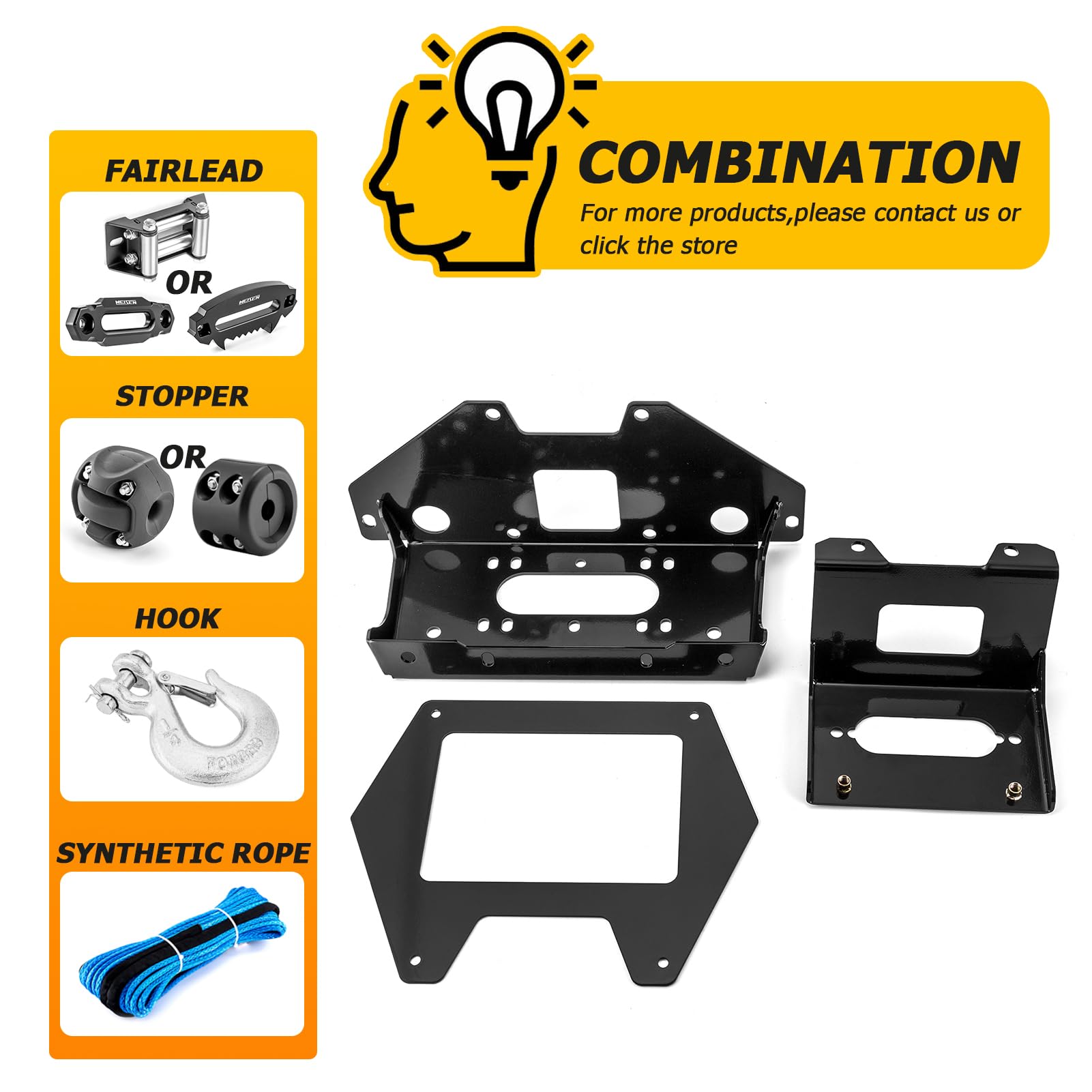 WeiSen Winch Mounting Bracket Plate Kit for Polaris RZR PRO XP 2 & 4 (2020-2025 Models) - Heavy Duty Off-Road Accessory for UTV Trail Riding & Mudding Adventures