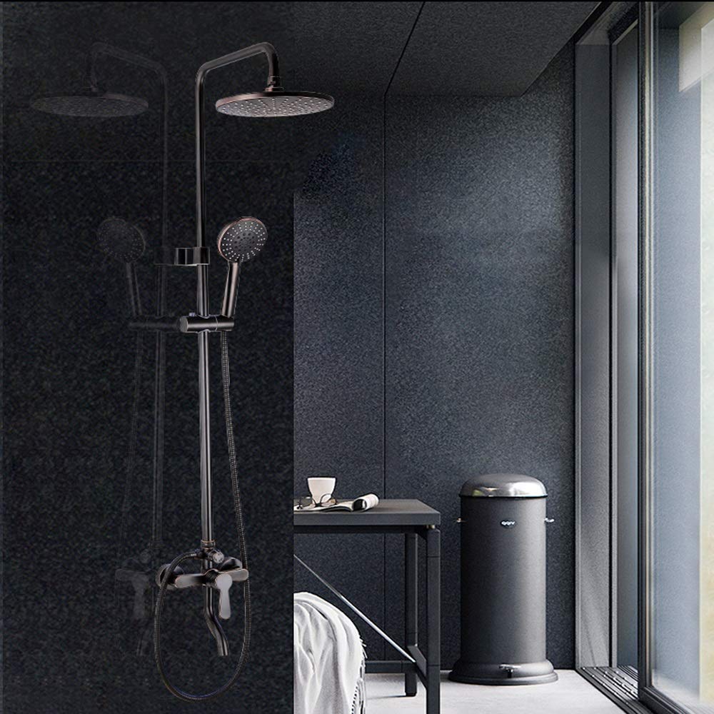 KXA Retro Clover Black Orb Shower Faucet Set - Wide Top Spray Shower Head, Hotel Style Mixer Tap for Bathroom & Spa - Perfect for Modern, Vintage, and Luxury Home Decor