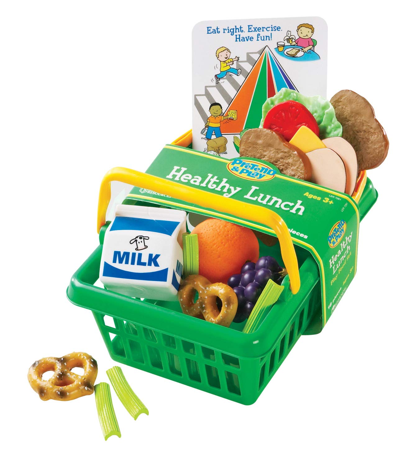 Learning Resources Healthy Lunch Basket - 17 Piece Pretend Play Food Set for Toddlers & Preschoolers Ages 3+, Kids Kitchen Play Toys for Early Learning & Imaginative Play | Perfect for Daycare, Homeschool & Family Fun