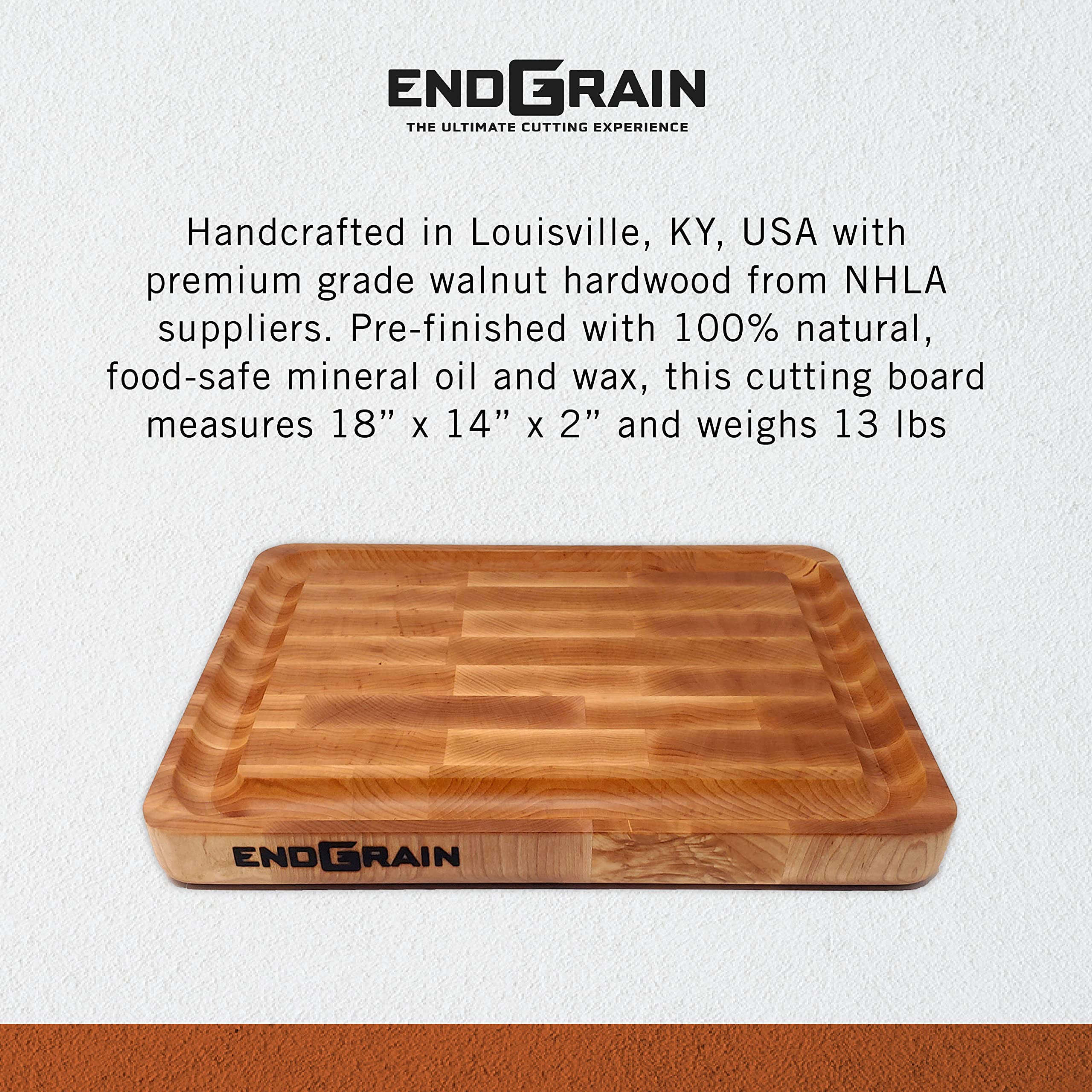 Premium End Grain Maple Cutting Board with Juice Groove - 14