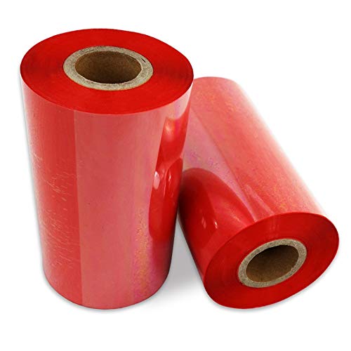 110x300m Red Thermal Transfer Wax Ribbon for Printer - Adhesive Paper Label Printing Supplies (Ideal for Shipping Labels, Barcode Tags & Retail Packaging)