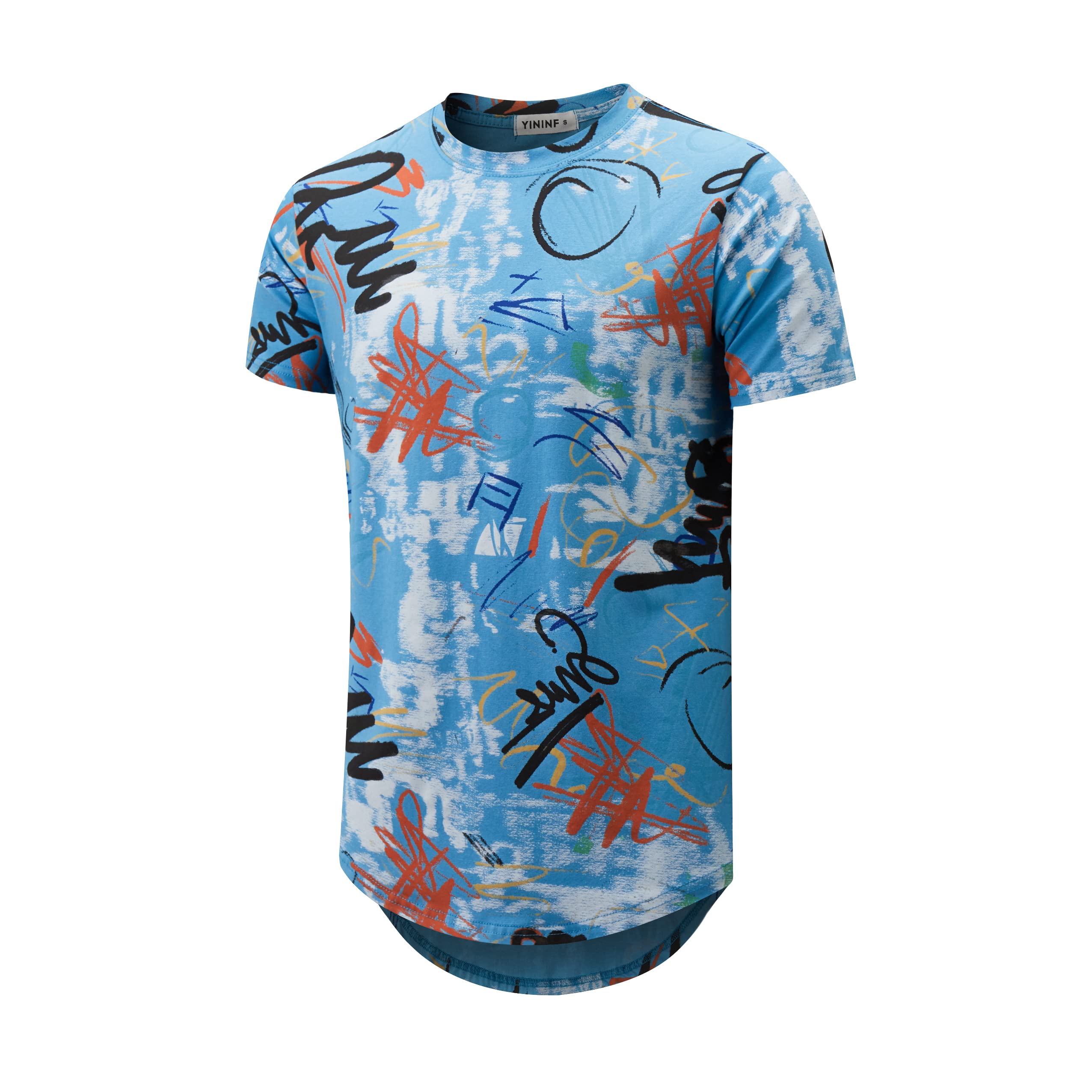 YININF Men's Hipster Hip Hop Graphic Short Sleeve T-Shirt - Trendy Streetwear for Casual Outfits & Summer Fashion
