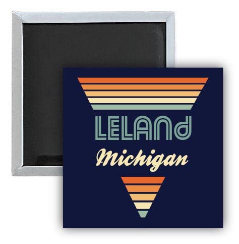 Vintage Leland Michigan 2.5 x 2.5-Inch Refrigerator Magnet - Retro Souvenir & Collectible for Fridge, Office, or Travel Memories