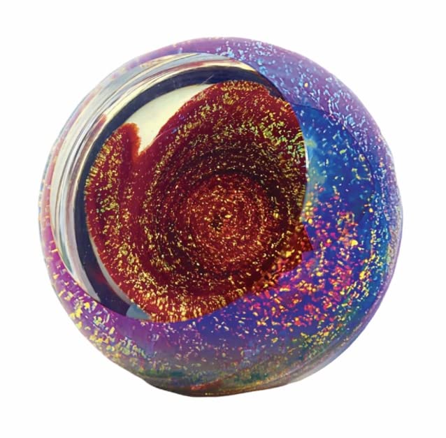 Glass Eye Studio Fireball Red Glass Paperweight - Handcrafted Art Glass Decorative Paperweight for Office, Home Desk, and Gift Giving
