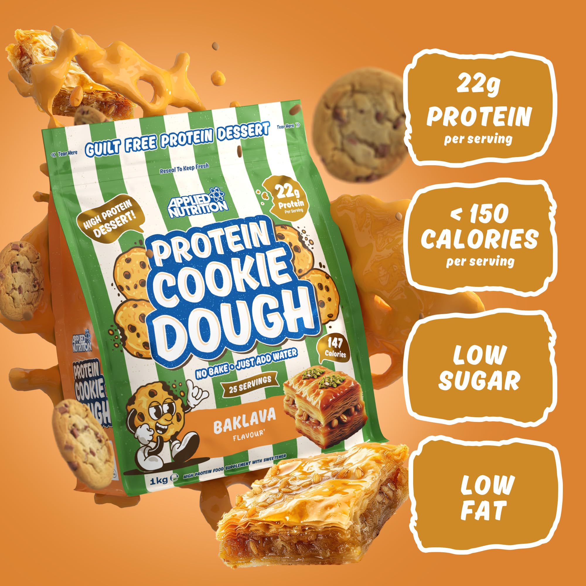Applied Nutrition Protein Cookie Dough 1kg - High Protein Snack for Fitness & Weight Loss | Perfect for Post-Workout Recovery & Healthy Dessert