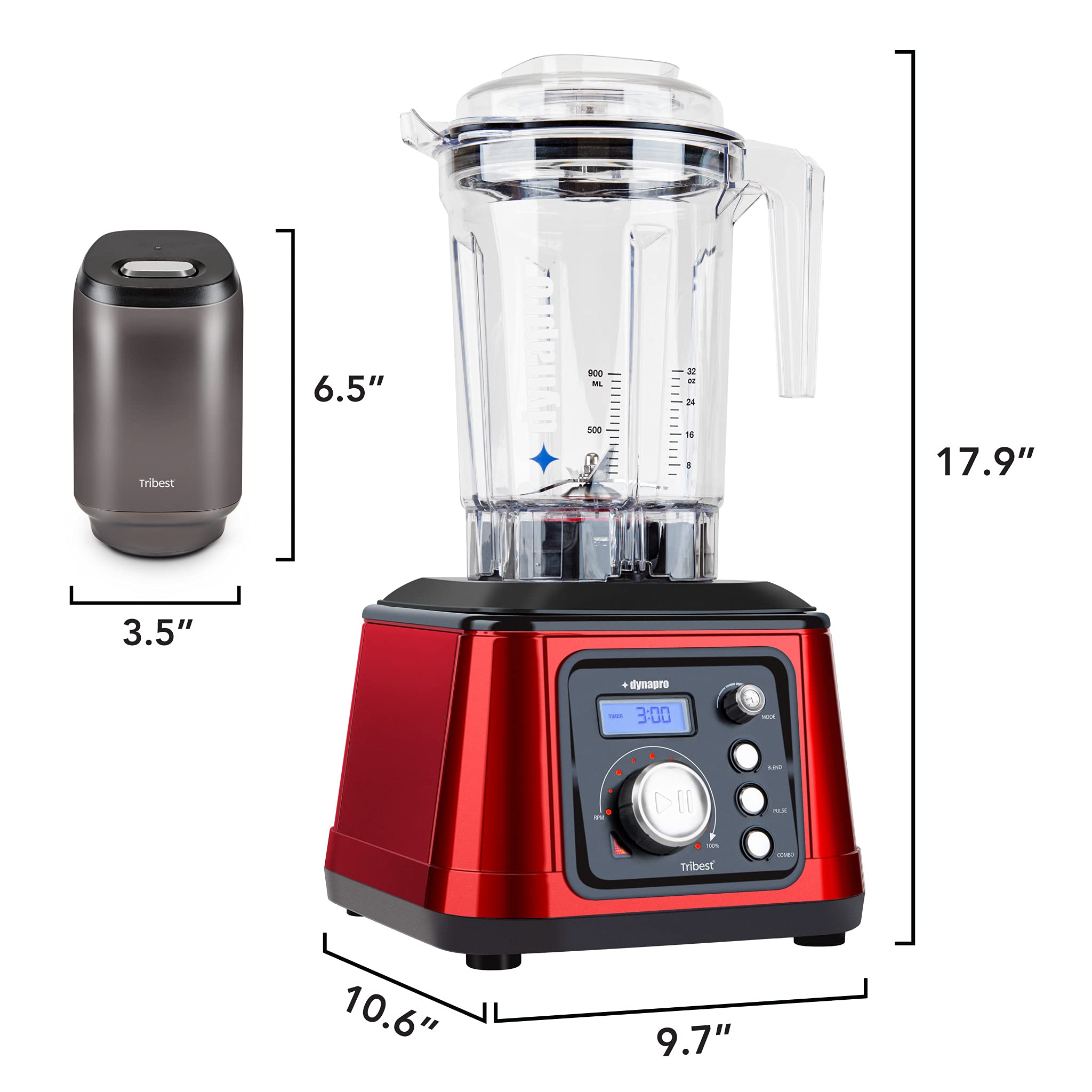 Tribest Dynapro DPS-2250 2.5HP Vacuum Blender - Commercial Grade for Smoothies & Juicing