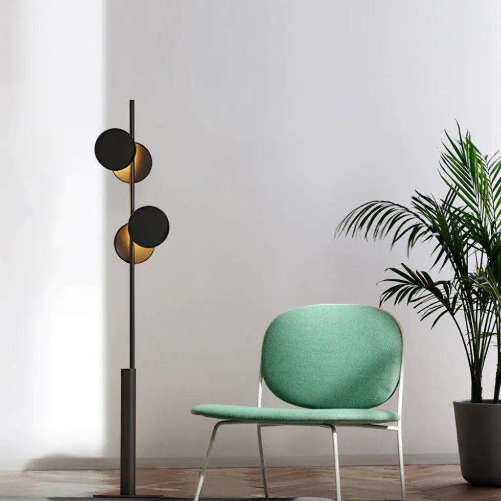 Modern Two-Light Black Matte Disc Floor Lamp - Adjustable Standing Light for Living Room, Bedroom, or Office - Perfect for Reading, Relaxing, and Ambient Lighting