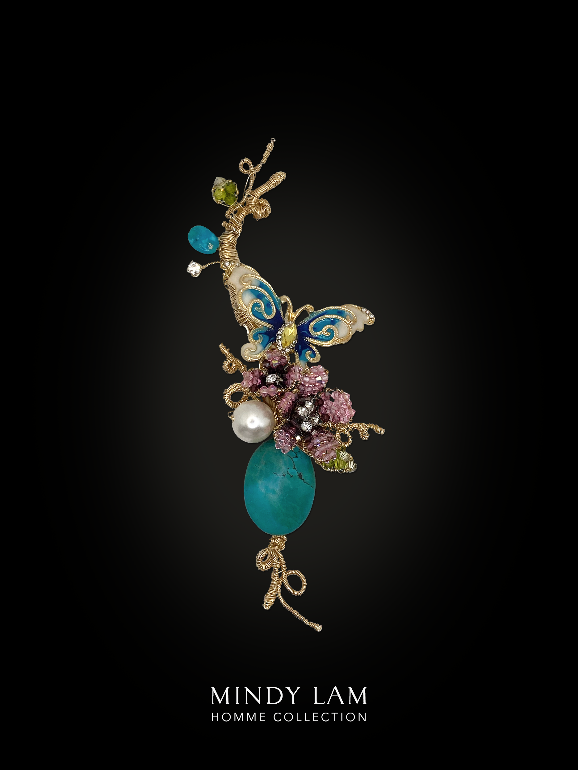 Blue Butterfly Lapel Pin for Men - Elegant Accessory for Suits, Weddings & Formal Events