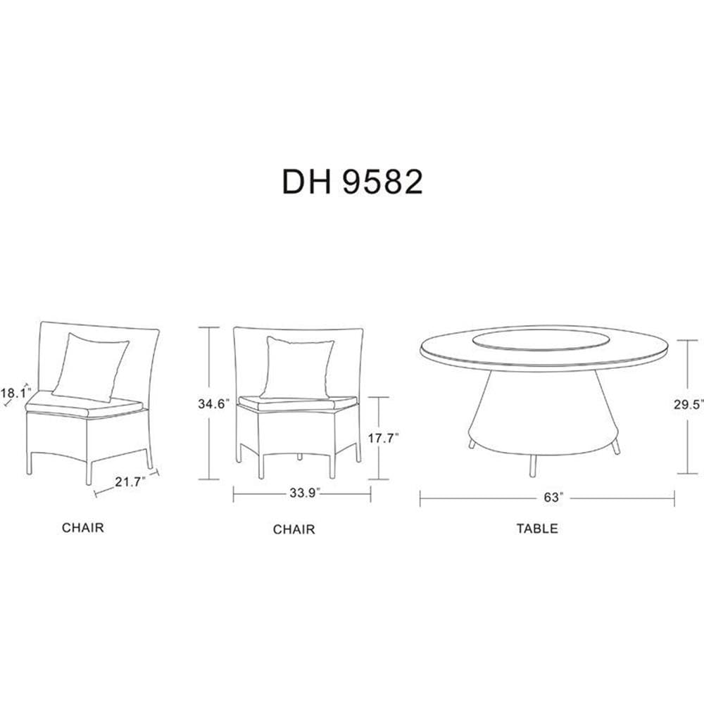 **Nightingale 7-Piece Outdoor Dining Set with Round Glass Lazy Susan - 6 Rattan Chairs, Waterproof Cushions & Toss Pillows - Black/Green Patio Furniture for Backyard, Garden, or Poolside Dining**