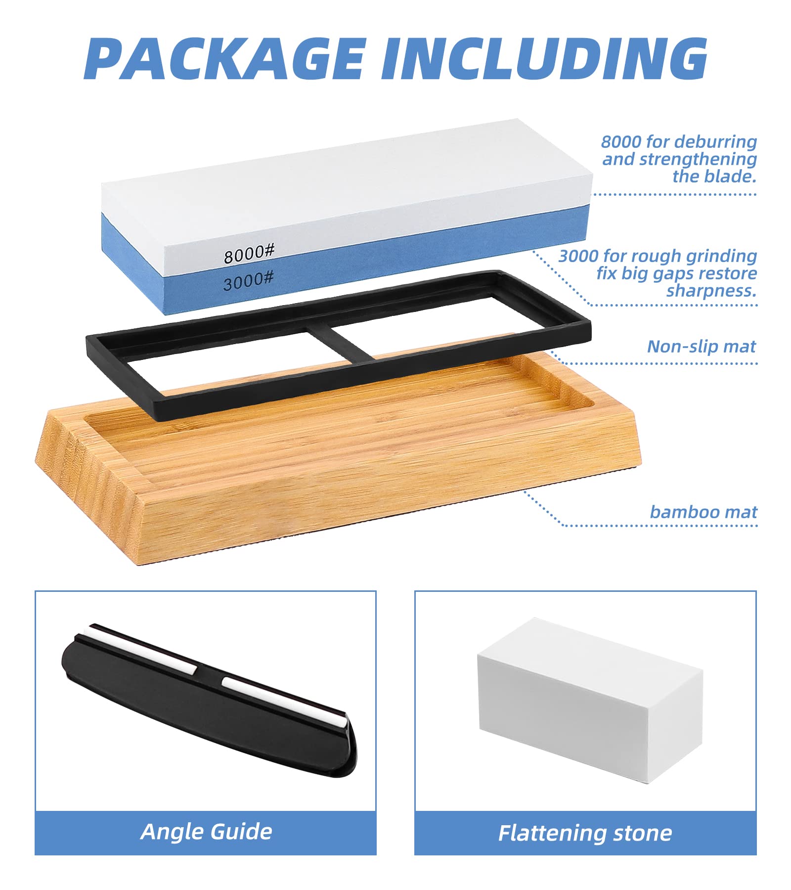 Premium 1000/6000 Grit Sharpening Stone Whetstone Set - Dual Grit Knife Sharpener with Non-Slip Rubber Base for Kitchen, Hunting & Chef Knives - Perfect for Home Cooks & Professional Chefs