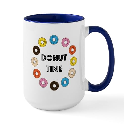 White/Navy Inside - Donut Time Mugs