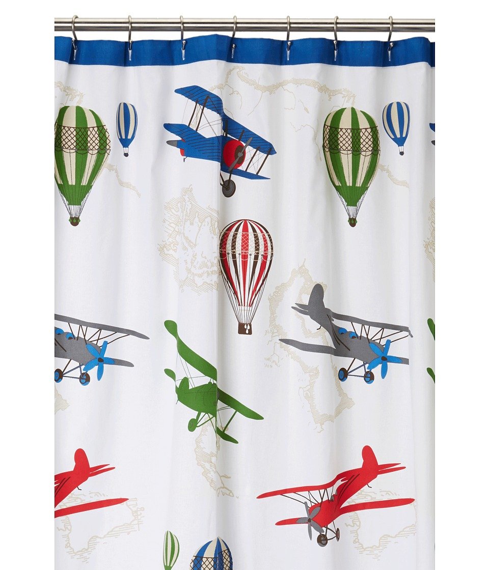 Kassatex In-Flight Bambini Airplane Themed Shower Curtain - Waterproof Bathroom Decor for Kids' Room & Nursery | Perfect for Airplane Lover Children's Bath Time Fun
