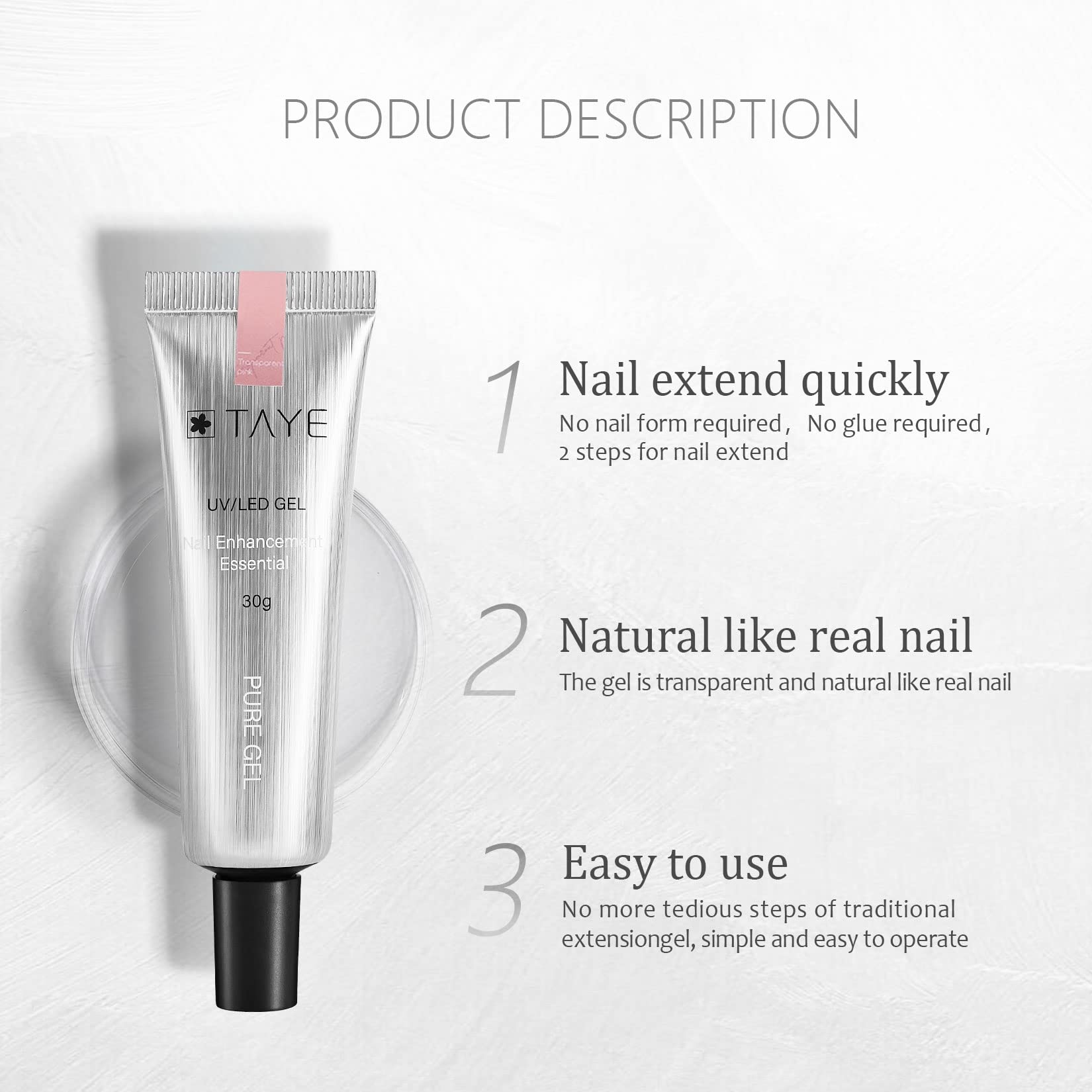 TAYE Poly Extension Gel for Nails - Light Pink Nail Builder Gel, Quick Building & Strengthening Nail Gel for DIY Nail Art & Extensions - Perfect for Salon & Home Use (Beginner Friendly) | Great for Manicures, Pedicures & Professional Nail Designs