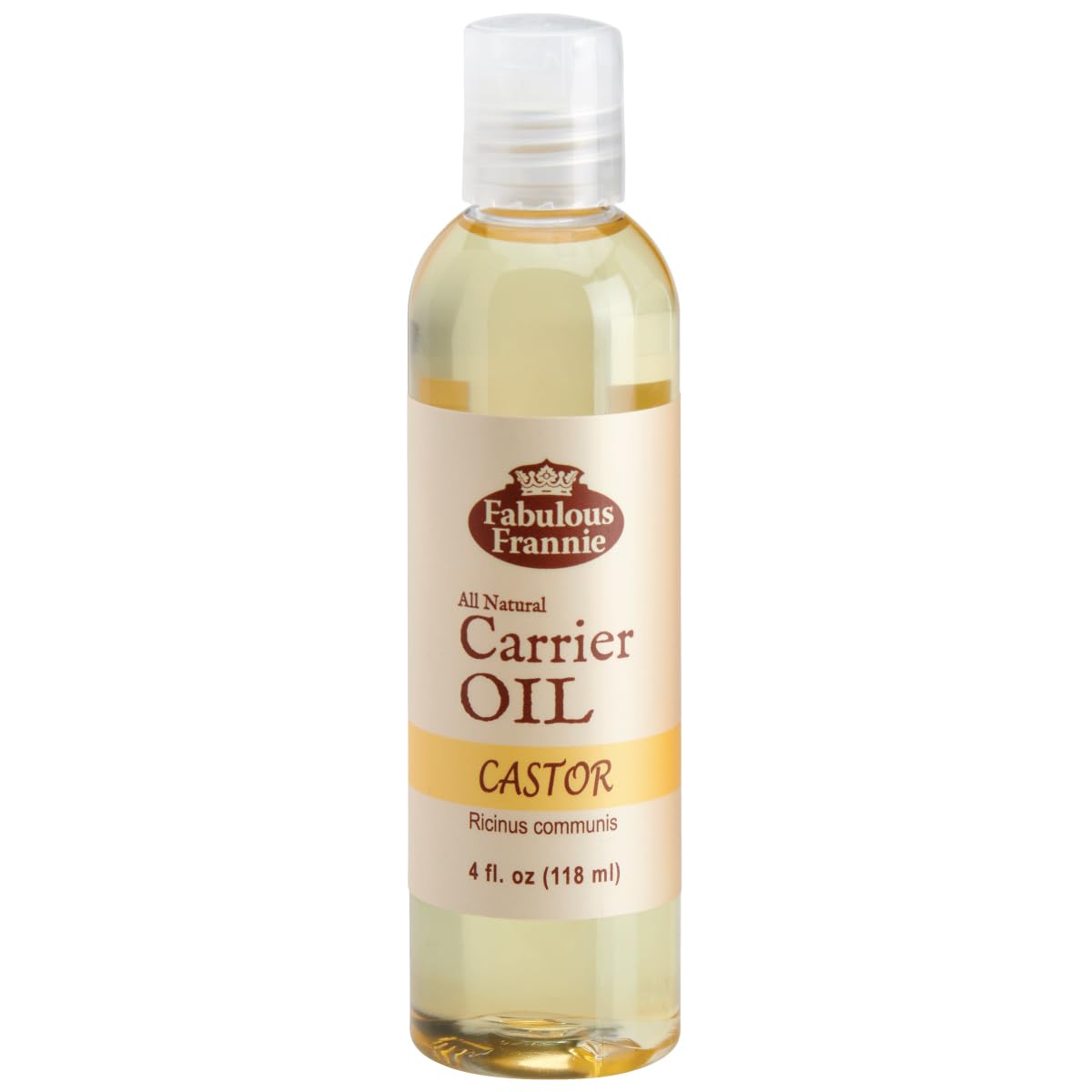 Fabulous Frannie Castor Oil - 100% Pure & Natural Carrier Oil for Hair Growth, Skin Care & Eyelashes - 4 oz (Pack of 1) - Perfect for DIY Beauty, Massage & Aromatherapy