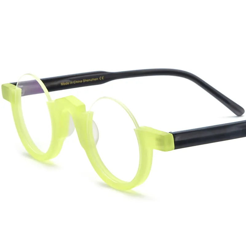 CCspace Unisex Semi-Rim Round Acetate Eyeglasses 56887 - Lightweight & Durable Frame for Men & Women - Perfect for Reading, Working & Daily Wear