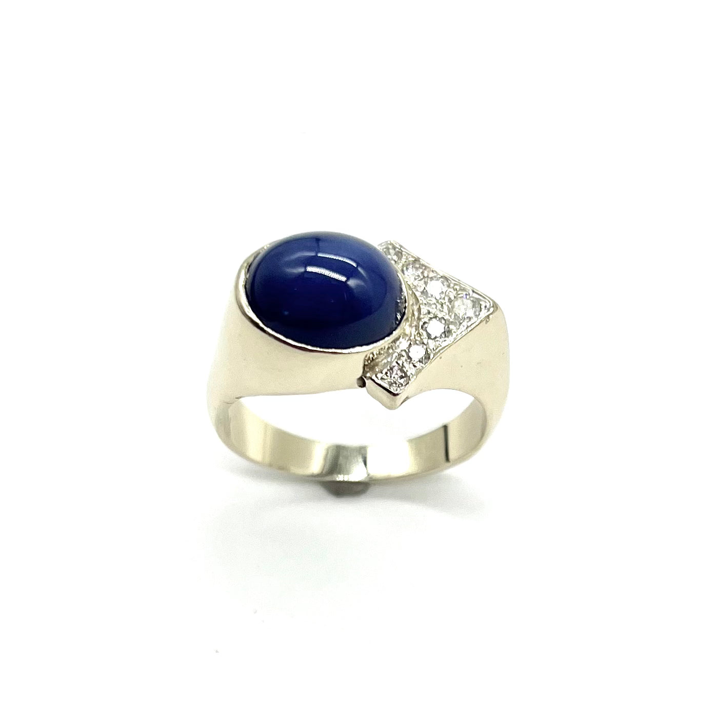 Vintage Star Sapphire and Diamond Ring for Men – Handcrafted Sterling Silver Jewelry – Perfect for Weddings, Anniversaries & Special Occasions