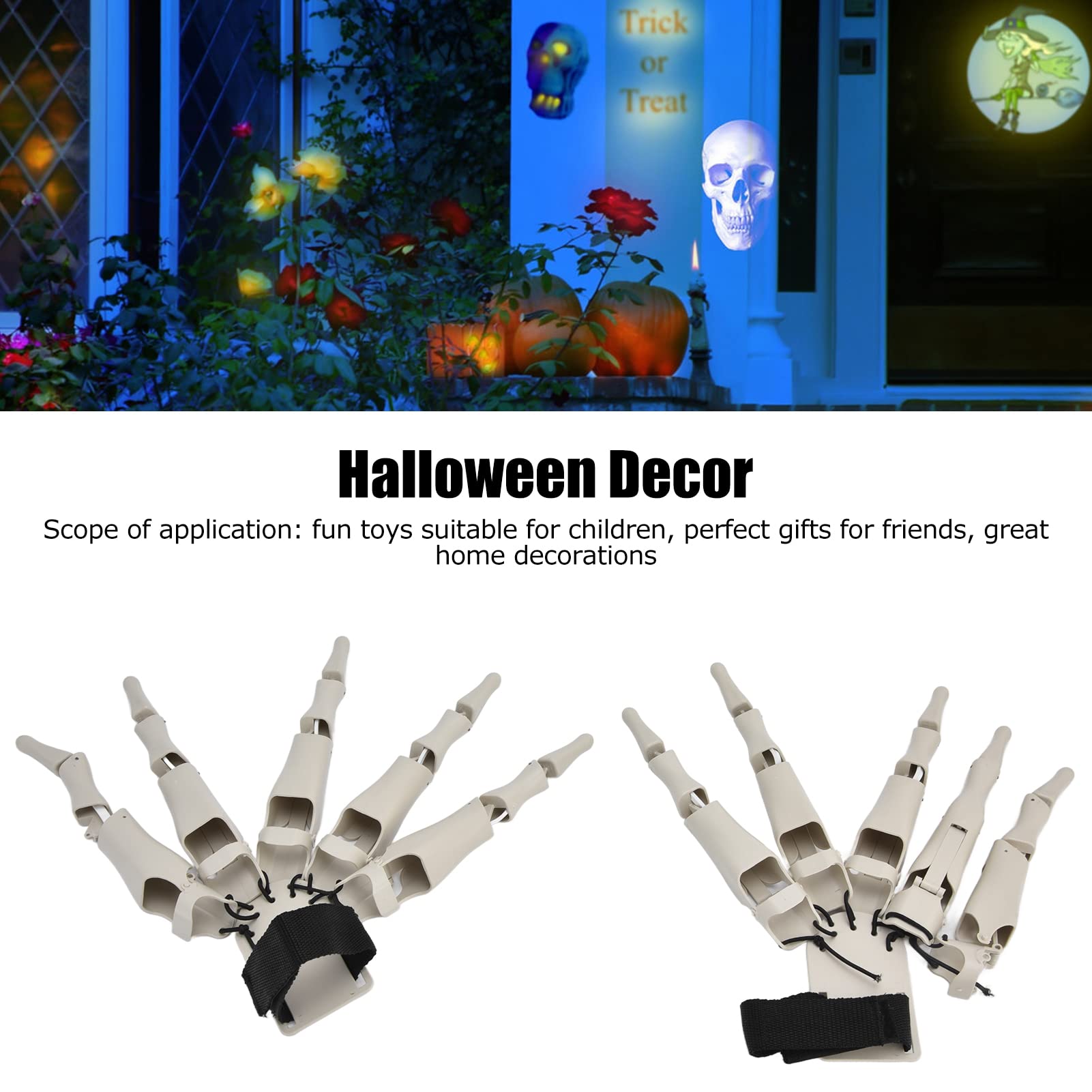 2 Pack Halloween Articulated Fingers - Scary Plastic Finger Extensions for Costumes | Creepy Halloween Decorations & Party Props | Perfect for Cosplay, Haunted Houses & Trick-or-Treating