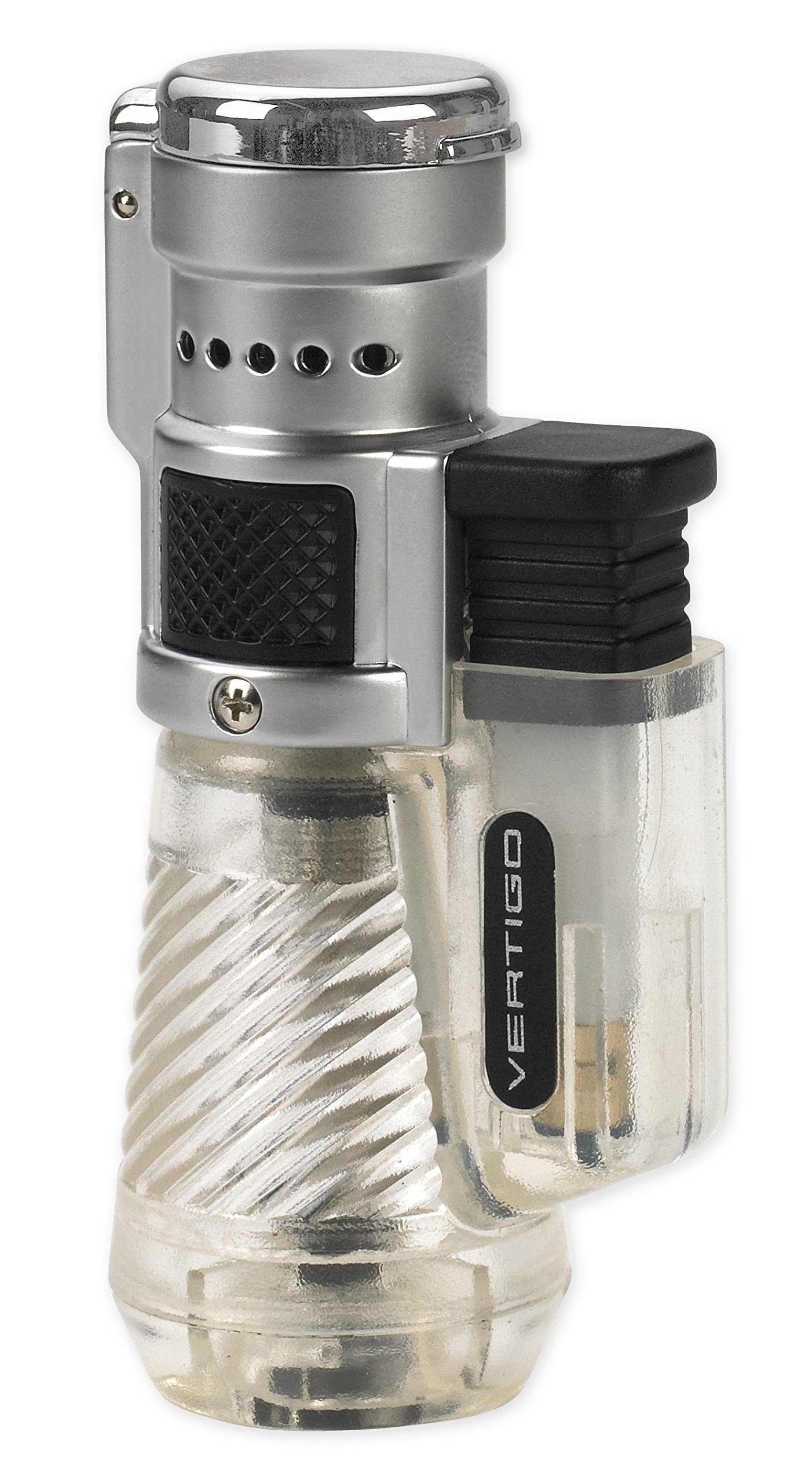 VERTIGO by Lotus Cyclone Triple Torch Cigar Lighter - Clear Windproof Jet Flame Butane Lighter for Cigars, Cigarettes & Outdoor Use - Perfect for Smoking Enthusiasts & Gifts