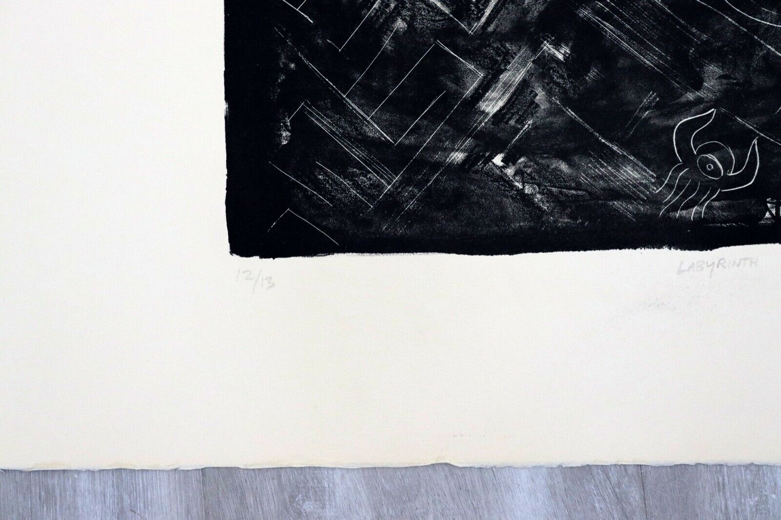 Jim Massey Labyrinth Modern Black & White Contemporary Art Print - Unframed Wall Decor for Living Room, Bedroom & Office