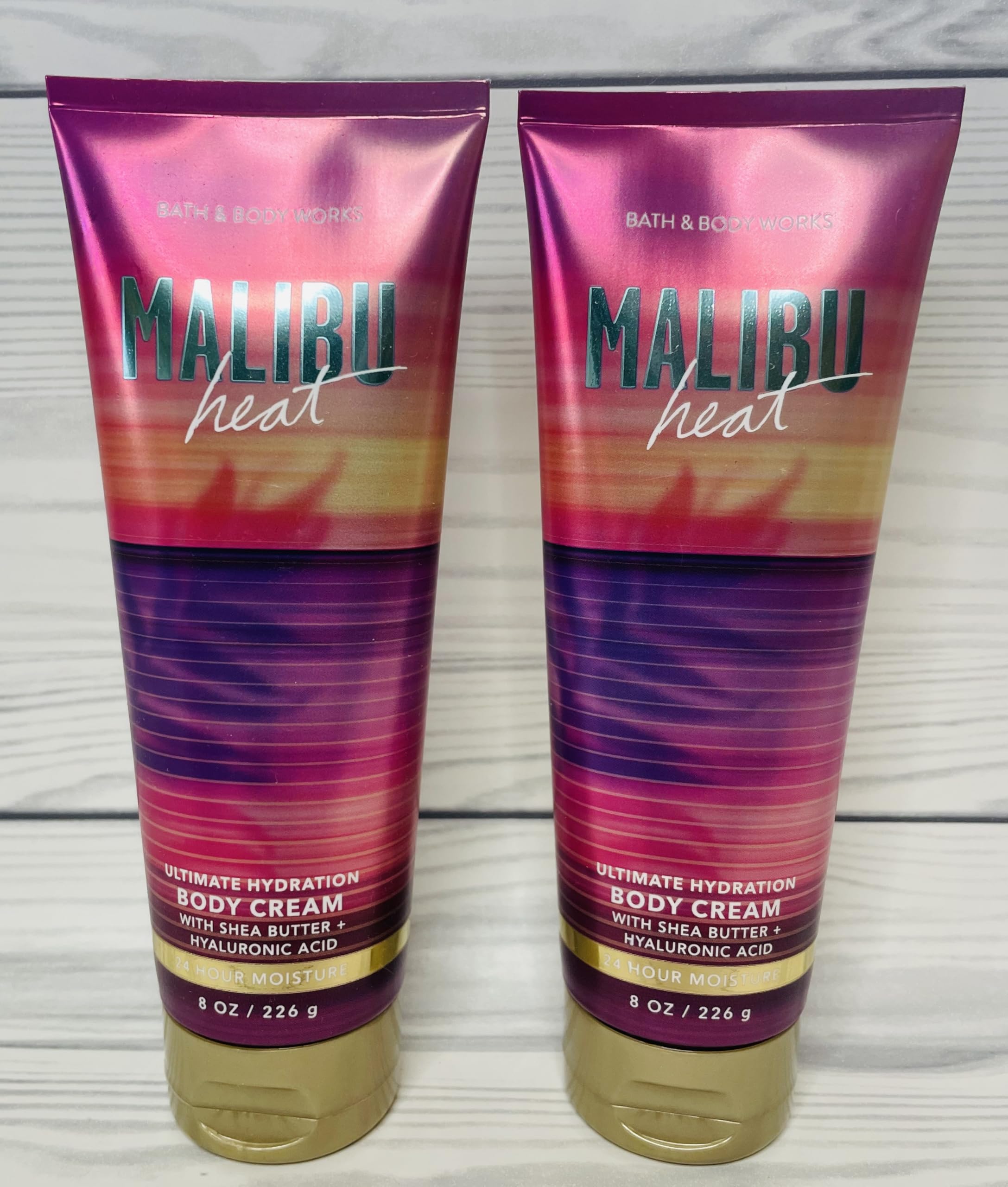 Bath & Body Works Malibu Heat Ultimate Hydration Body Cream - 8 oz (Pack of 2) | Deep Moisturizing Lotion for Dry Skin, Summer Hydration, Beach Vacation Essential