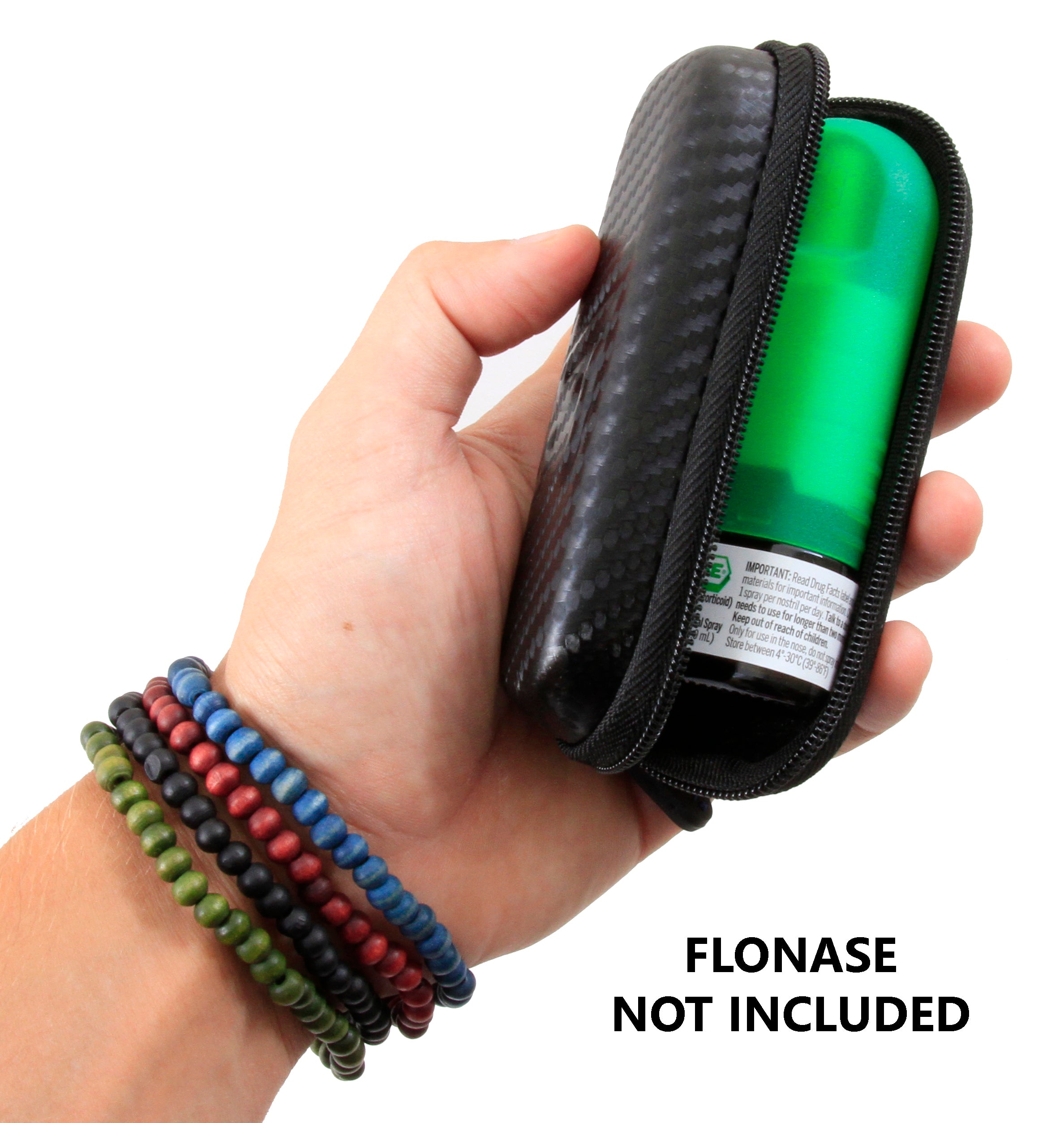 Flonase Nasal Spray Travel Case - Protective Holder with Wrist Strap & Carabiner Clip for Allergy Relief On-The-Go | Perfect for Hiking, Gym & Airplane Travel