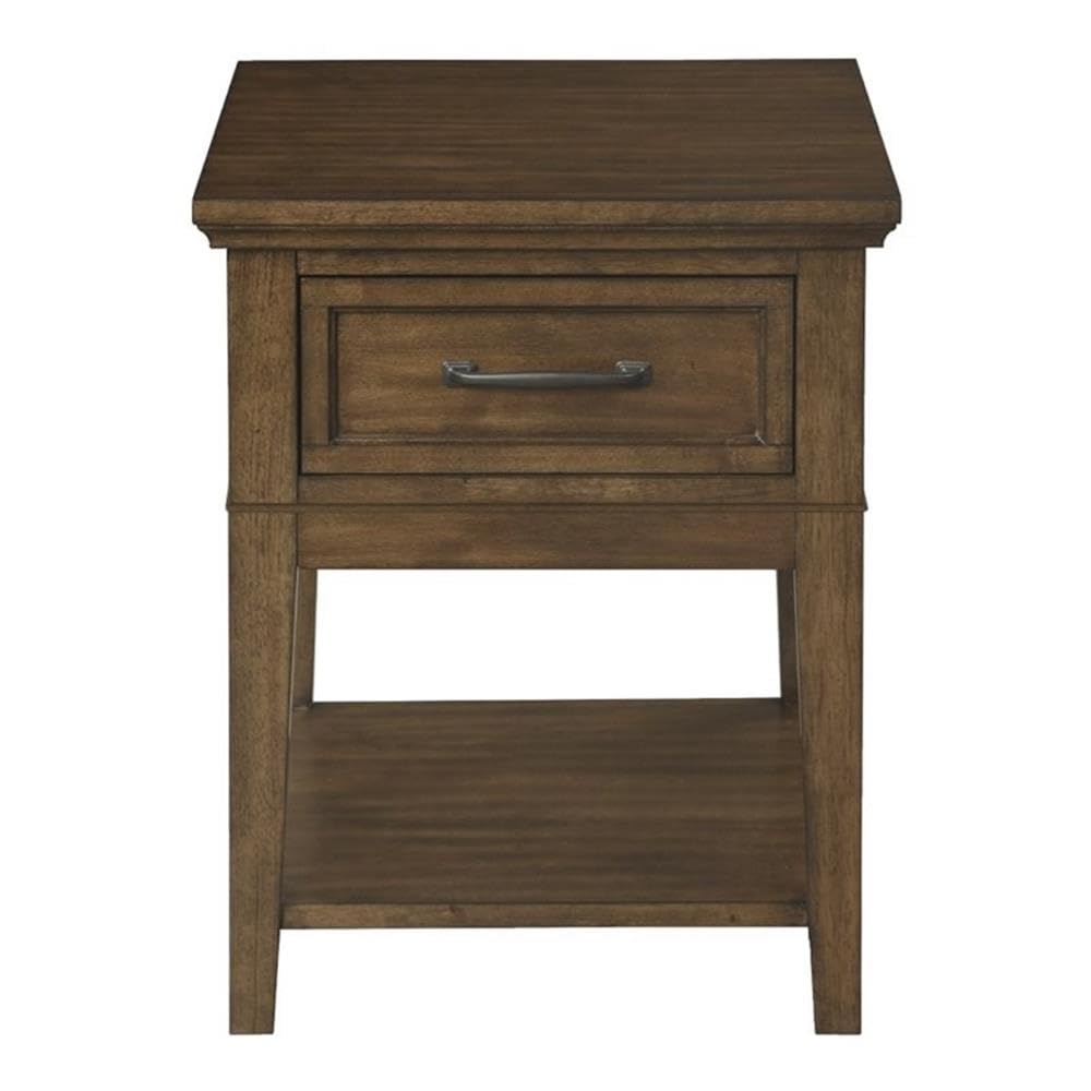 Lexicon Whitley Wood 1 Drawer End Table - Brown Nightstand for Bedroom, Living Room & Office - Compact Side Table with Storage Drawer