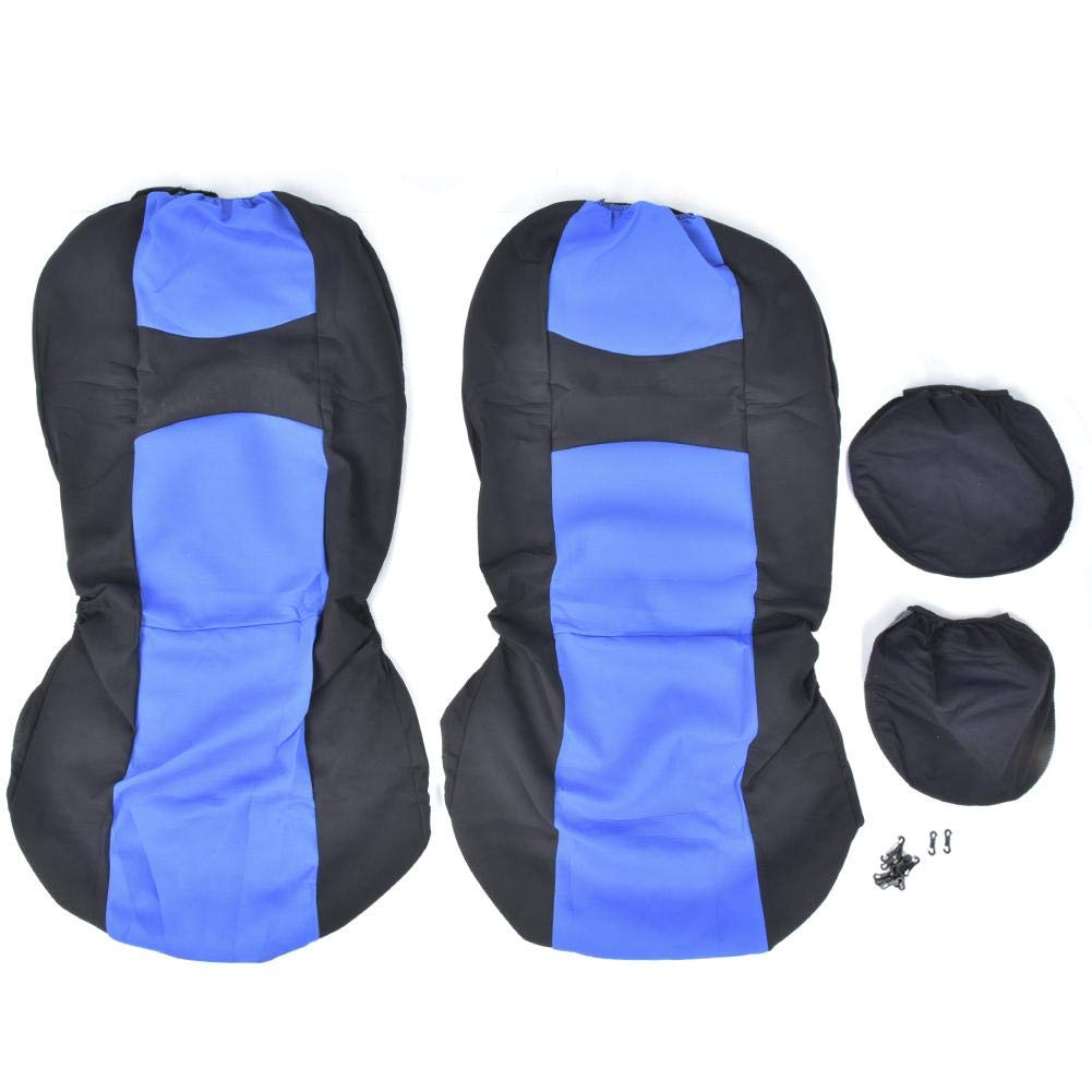 4Pcs Universal Car Seat Covers - All-Season Front Seat Protectors in Blue & Black | Waterproof & Non-Slip Interior Decor for Sedan, SUV, Truck | Perfect for Daily Commute, Road Trips & Family Travel