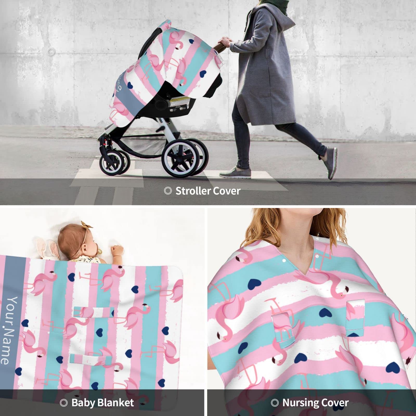 Personalized Baby Car Seat Covers with Name - Custom Infant Car Seat Canopy for Boys & Girls - Nursing & Breastfeeding Cover - Perfect for Travel, Shopping & Daily Use