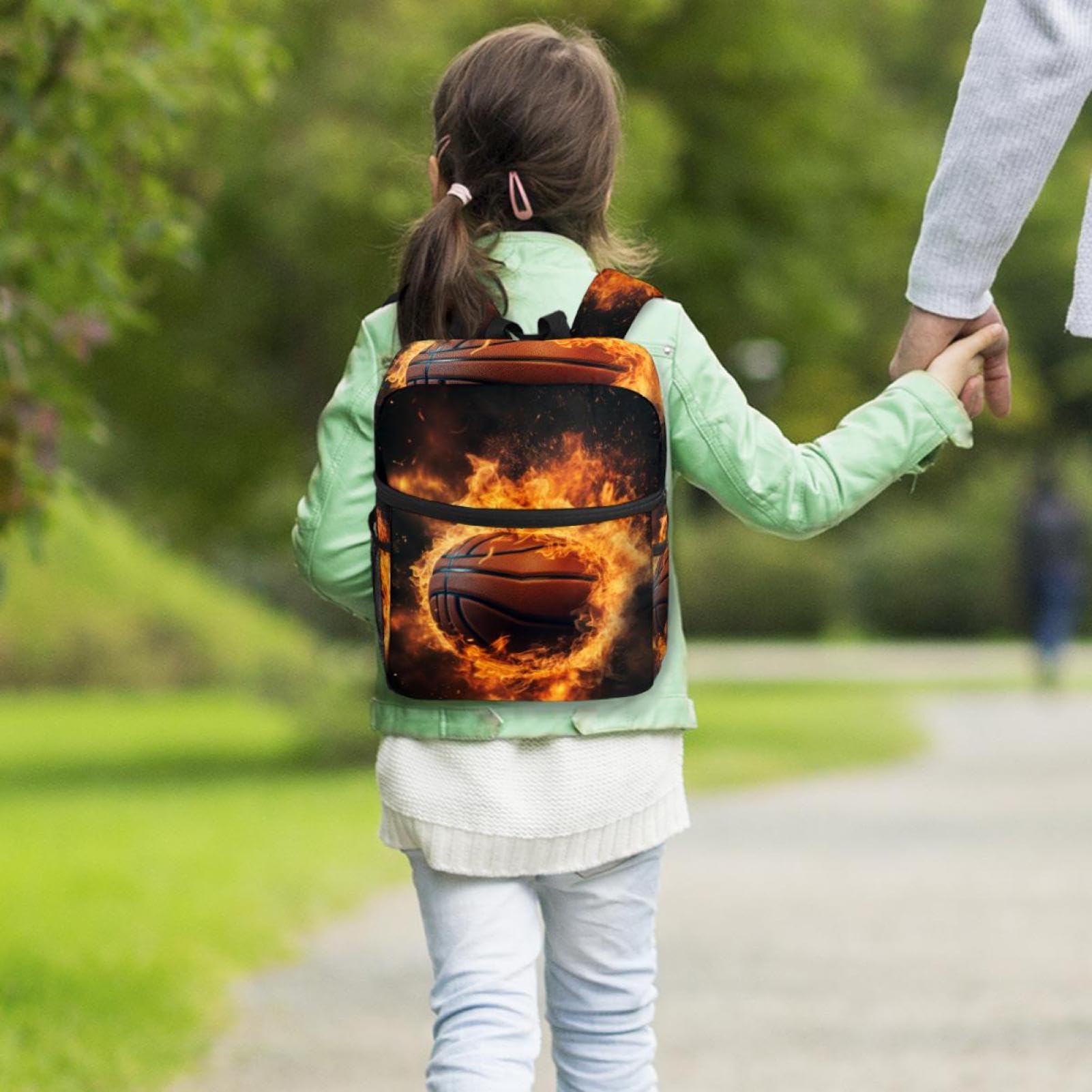 Stylish Travel Backpacks for Women & Men - Waterproof Flame Retro Basketball Backpack for Hiking, Gym, School & Work