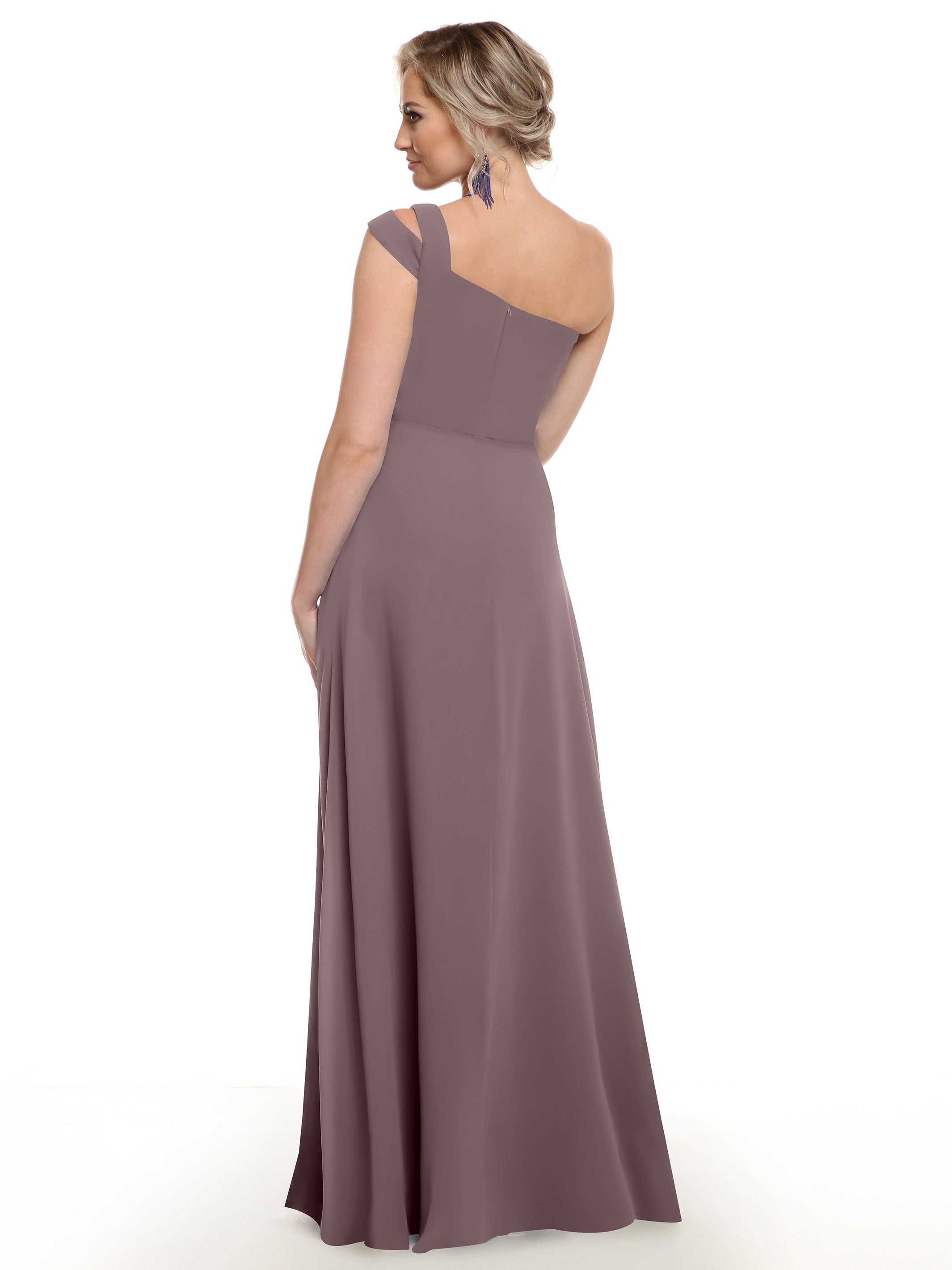 Elegant 80139 Chiffon A-Line One Shoulder Bridesmaid Dress with High Slit - Perfect for Weddings, Proms & Formal Events
