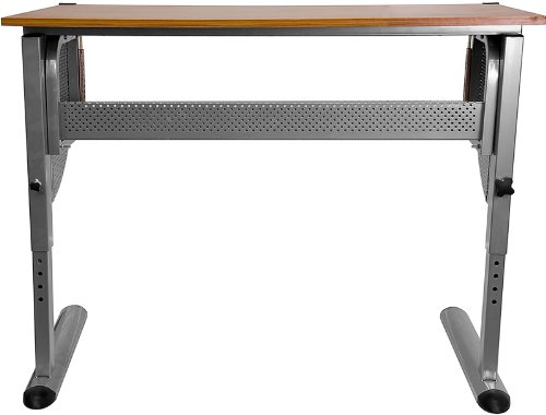 Flash Furniture Berkley Adjustable Drafting Table with Pewter Frame - Ergonomic Design for Artists, Architects & Students - Perfect for Home Office, Studio & Classroom Use