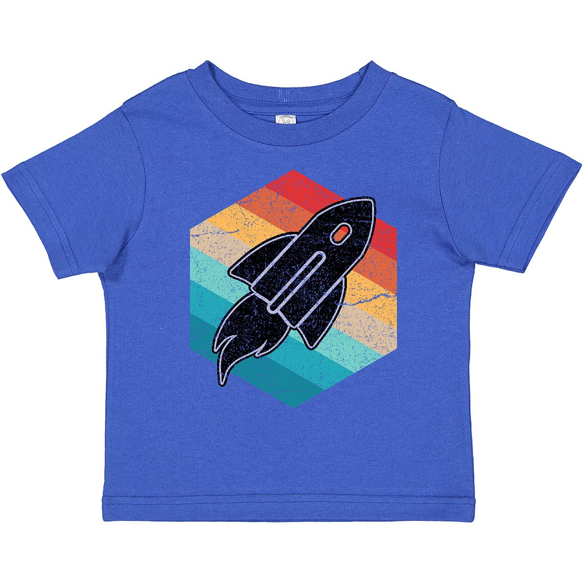 Inktastic Rocket Ship Retro Space Toddler T-Shirt - Cute Astronaut Graphic Tee for Boys & Girls - Soft Cotton Kids Shirt for Playdates, Birthday Parties & Space-Themed Events